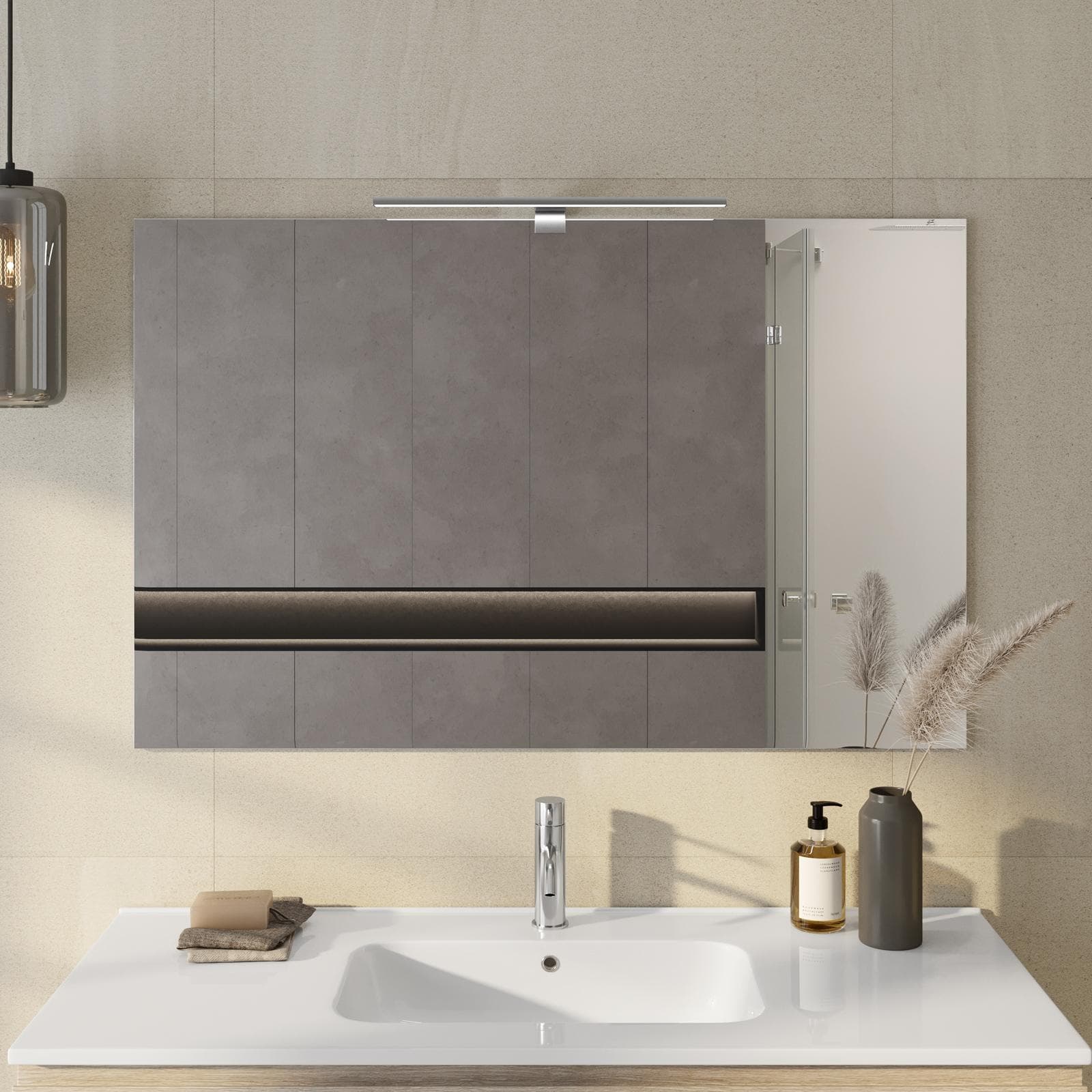 Specchio 70x110 cm led reversibile con applique da 30 cm - Raoled