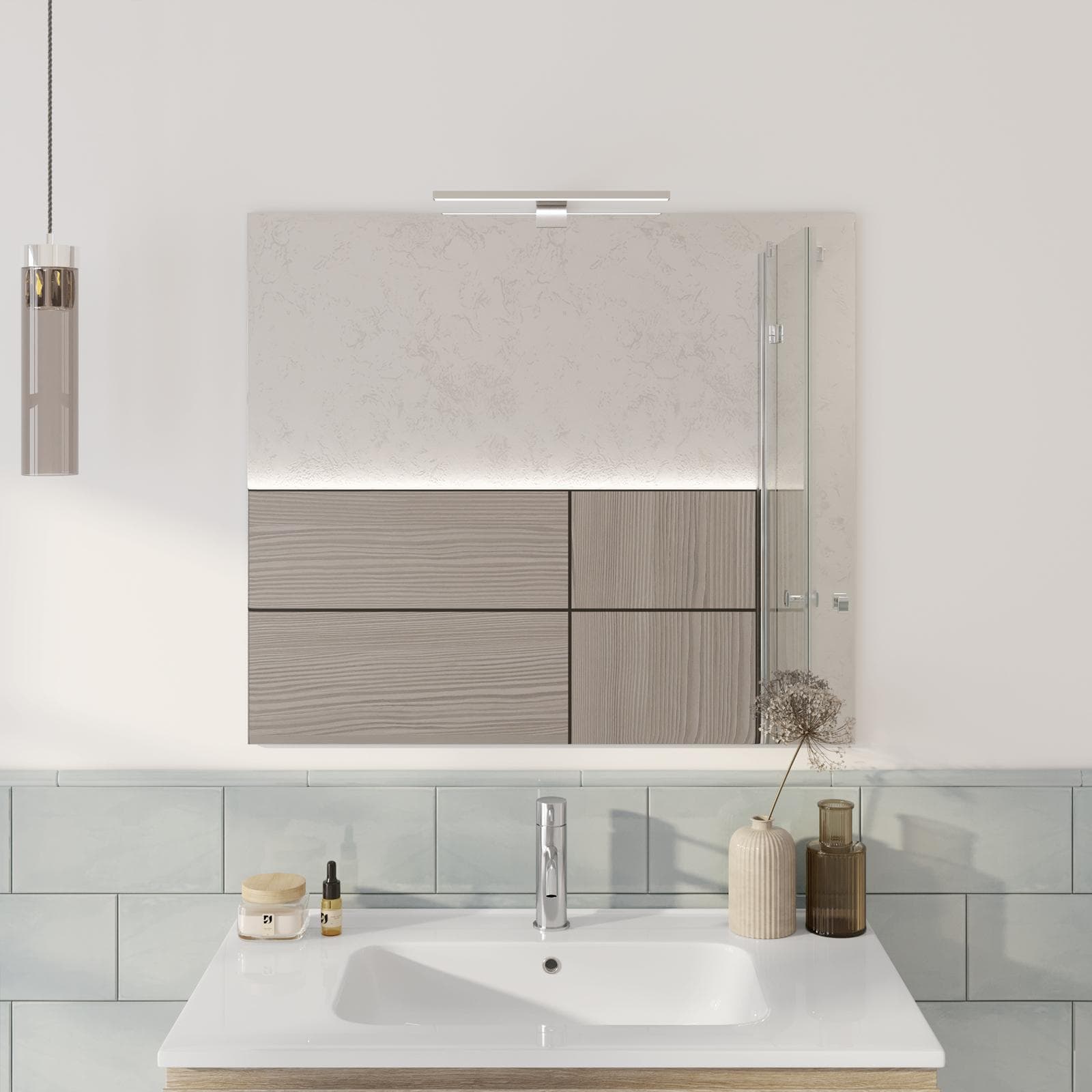 Specchio 70x90 cm reversibile con luce led da 30 cm inclusa - Raoled