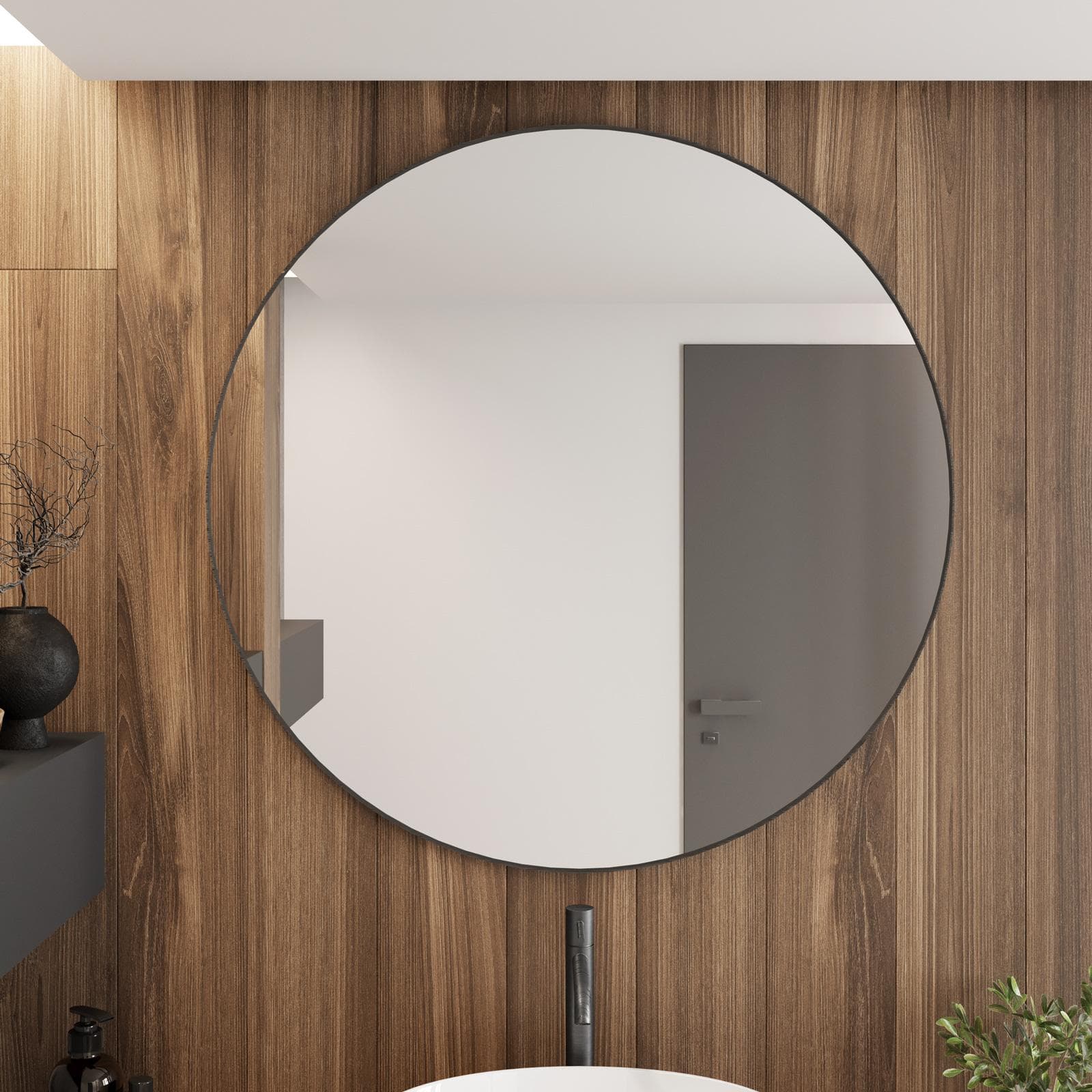 Specchio bagno 110cm nero spazzolato con cornice in alluminio - Talas