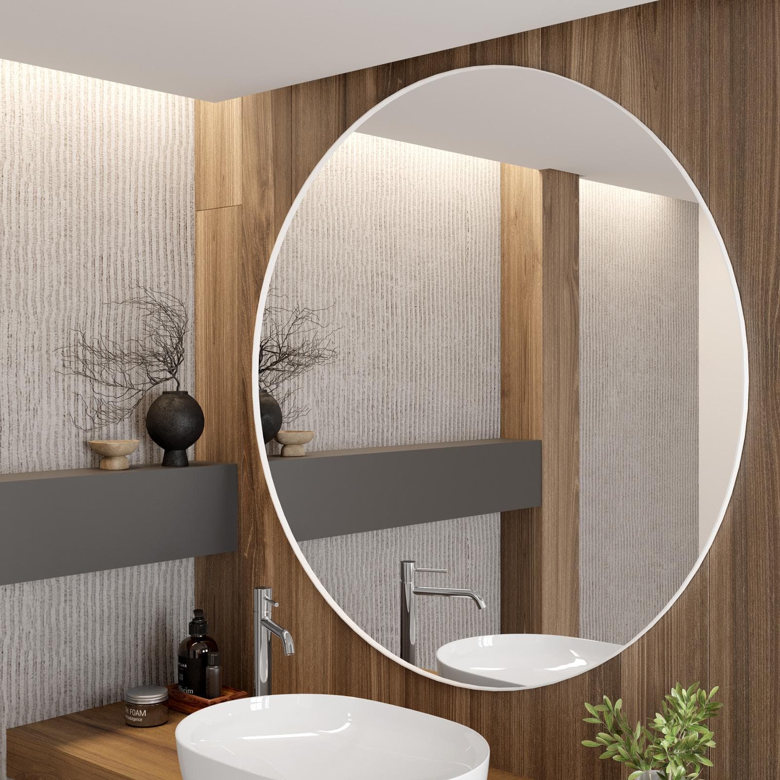 Specchio bagno 120 cm con cornice in alluminio bianco opaco - Talas