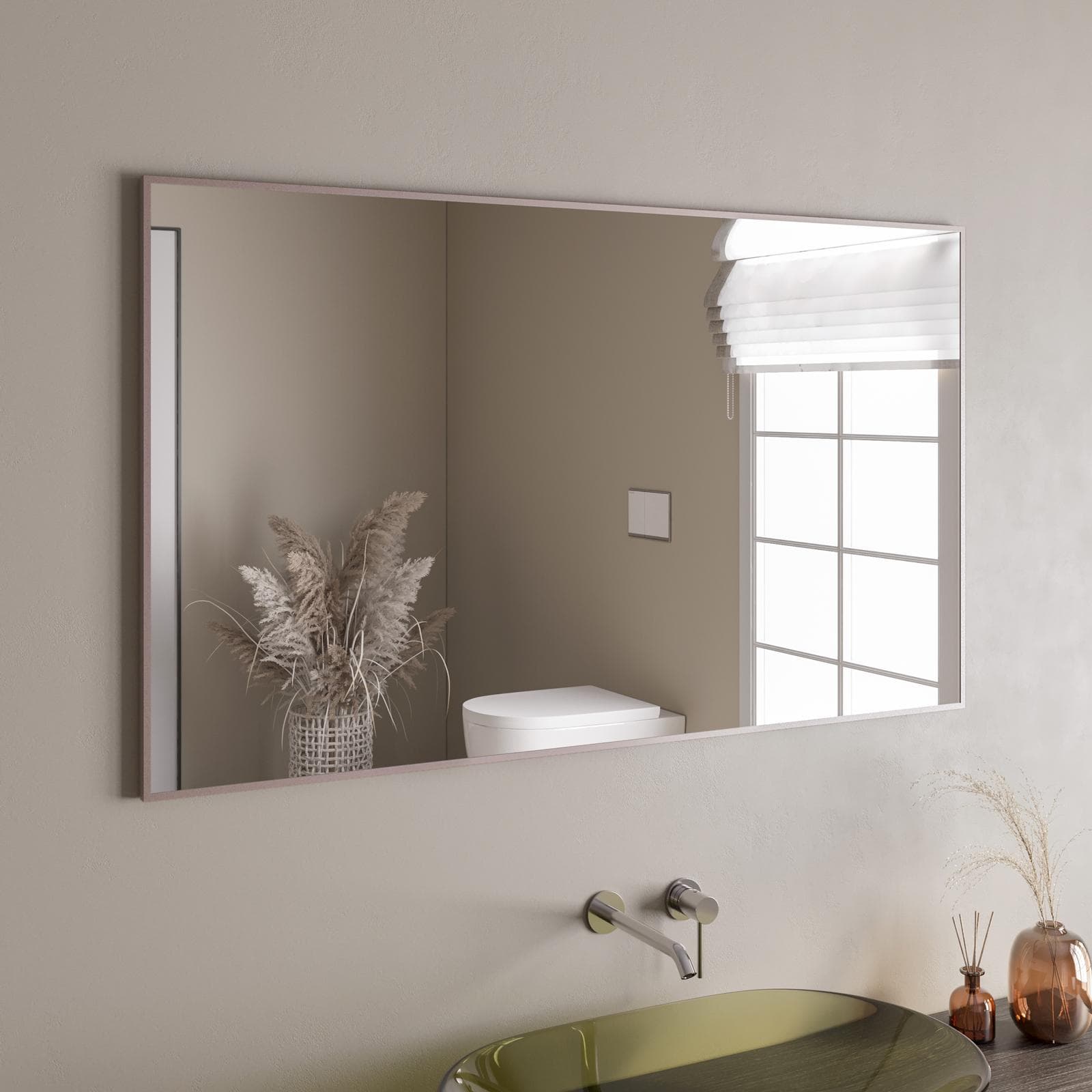 Specchio bagno 70x120 cm reversibile con cornice champagne - Talas