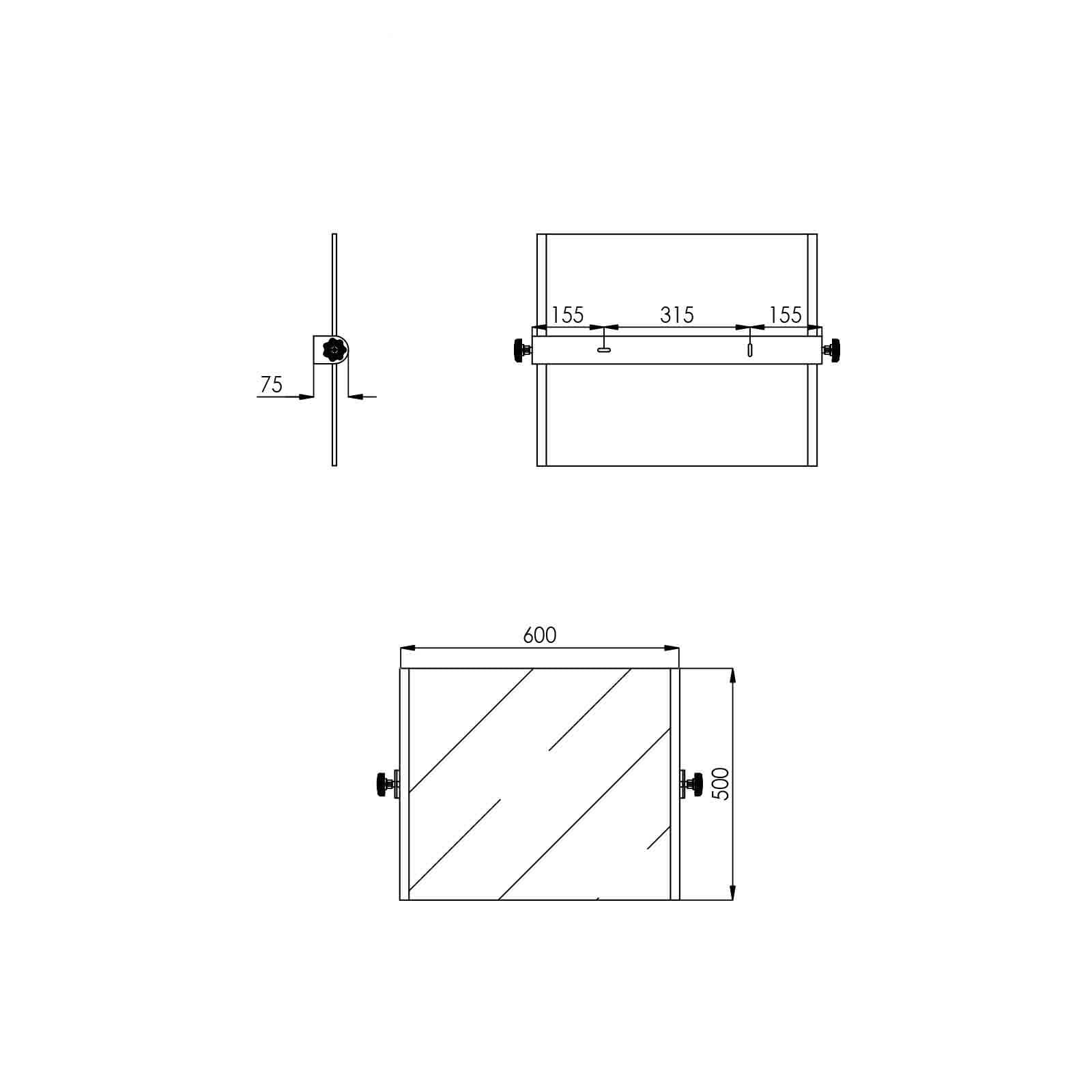 Specchio basculante Sanitosco 60x50 cm bagno accessibile o comunità