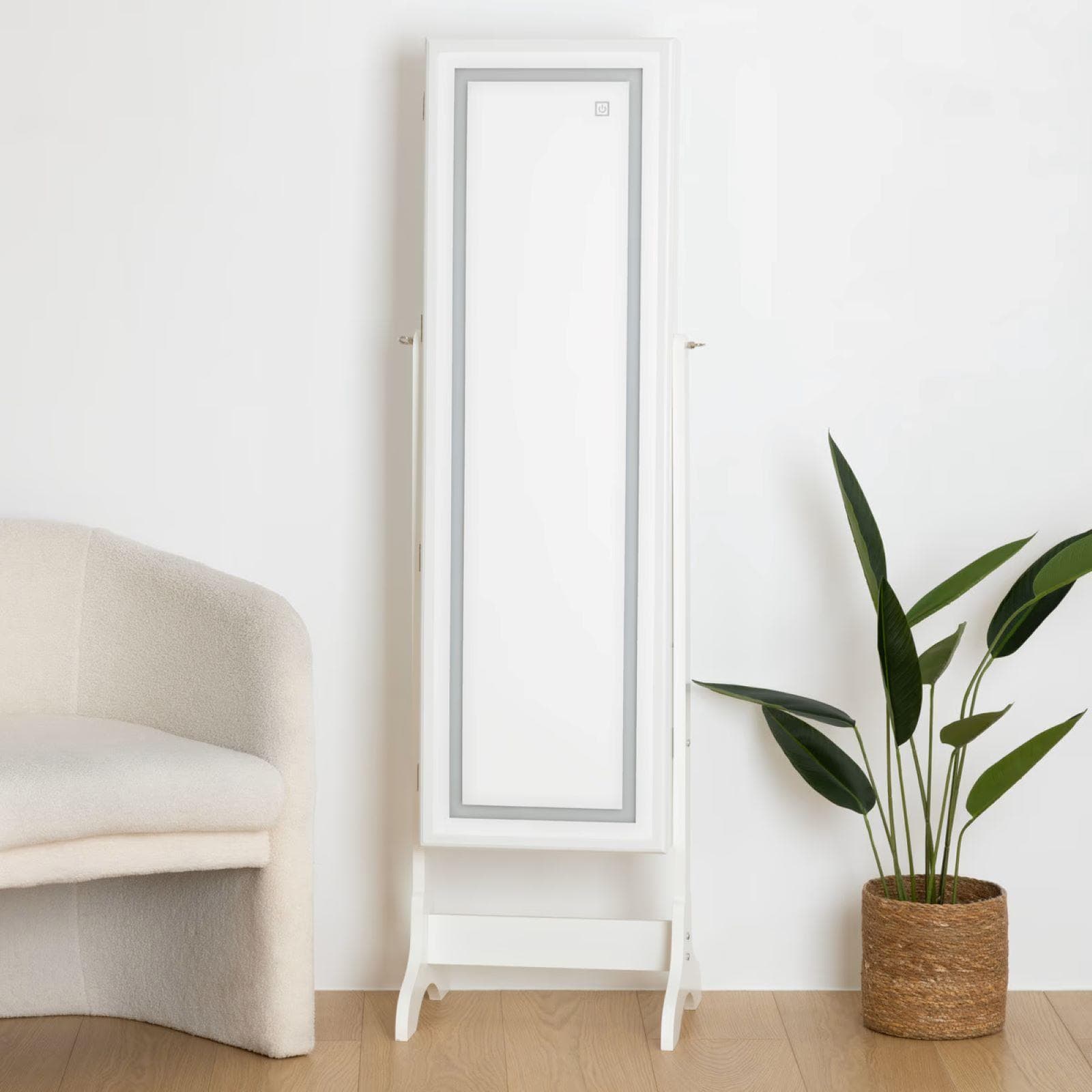 Specchio contenitore 126h cm bianco con illuminazione LED e accensione touch - Nadin