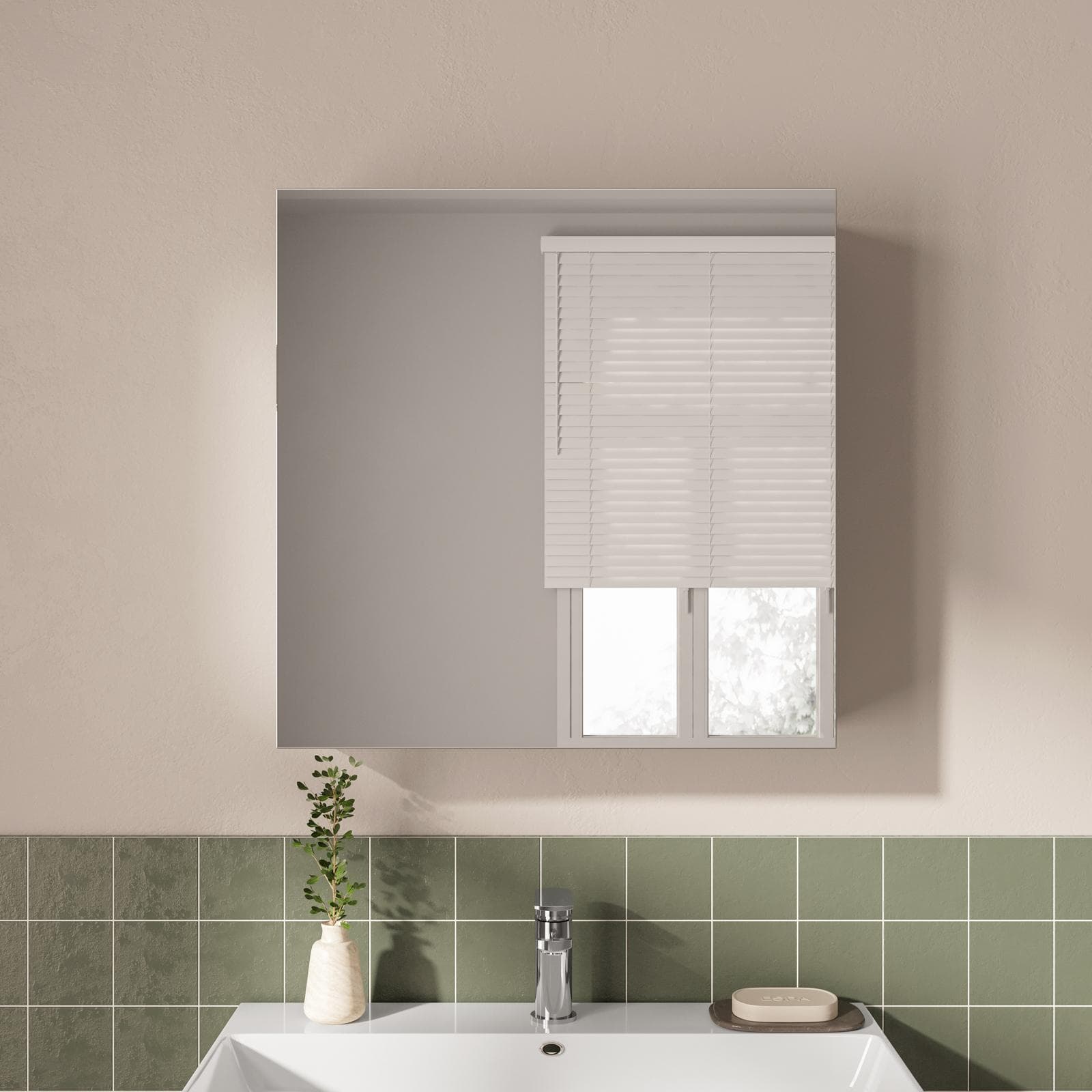 Specchio contenitore 60x18x60h cm con anta a ribalta - Alhena