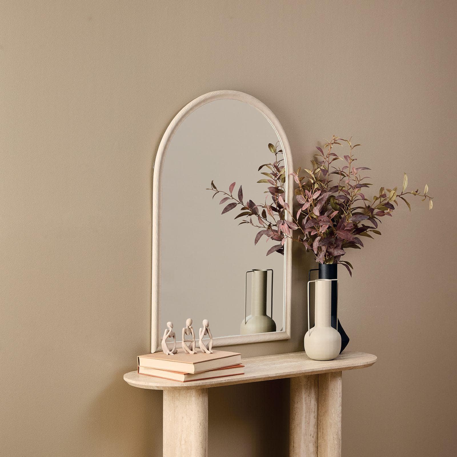 Specchio d'appoggio o sospeso 66x96h cm effetto pietra grigio chiaro