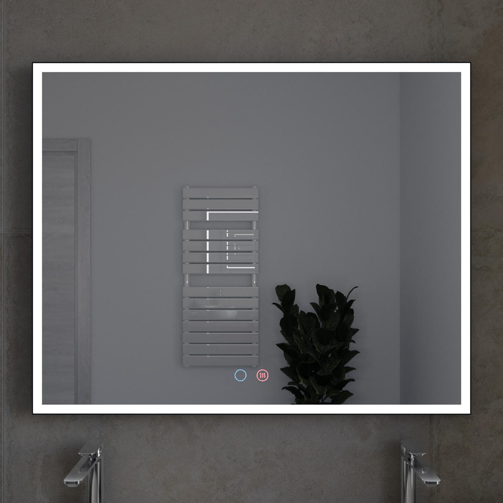 Specchio da bagno 3 led 100x80 cm con antiappannante nero opaco - Bats