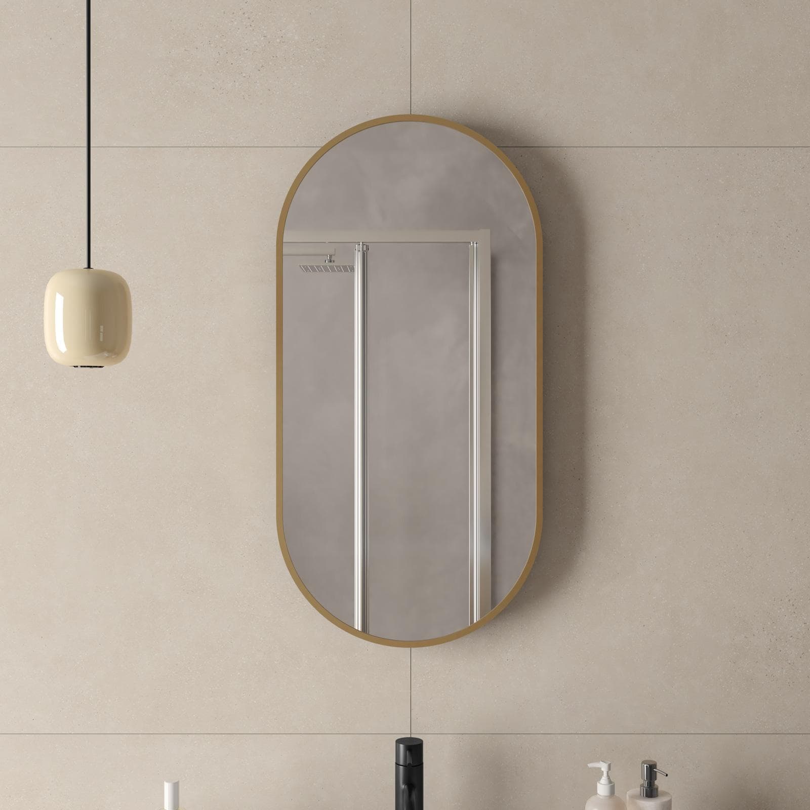 Specchio da bagno 40 x 80 cm reversibile oro spazzolato - Finley
