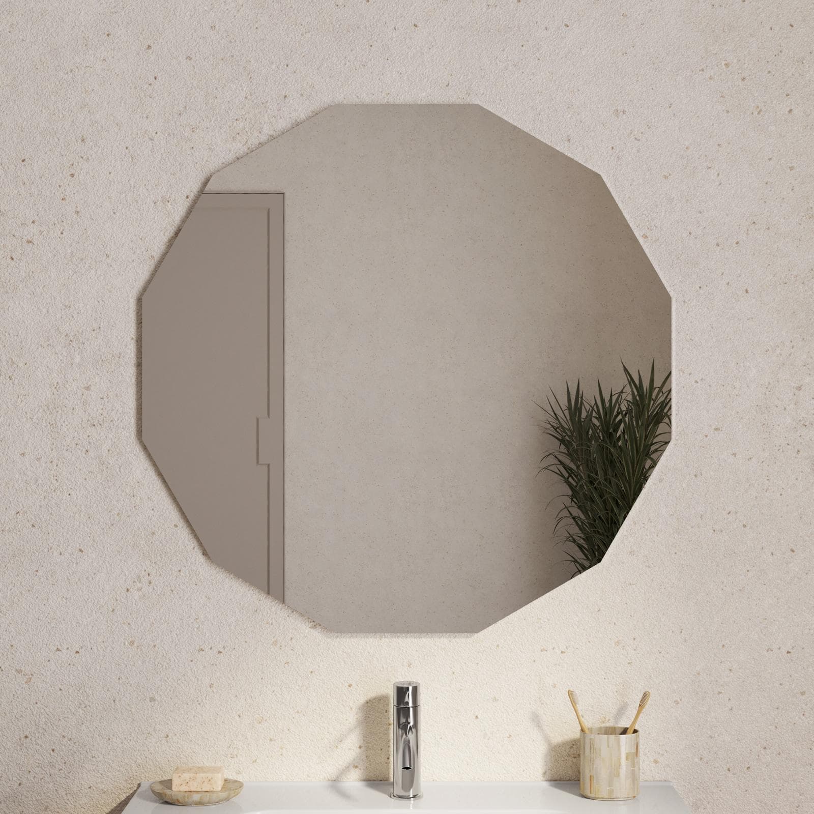 Specchio da bagno 80x80 cm forma dodecagonale - Tamaki