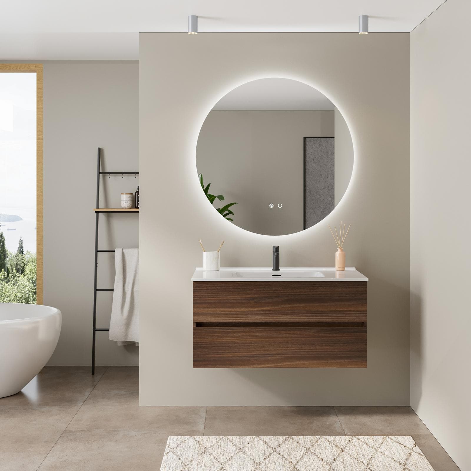 Specchio da bagno led 100 cm luce fredda con antiappannante - Clost