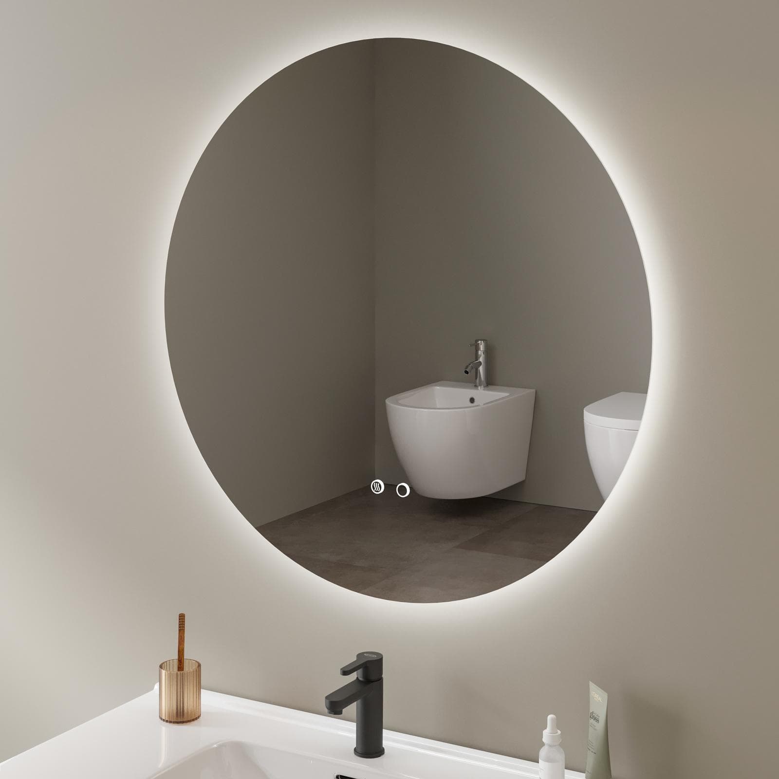 Specchio da bagno led 90 cm luce fredda con antiappannante - Clost