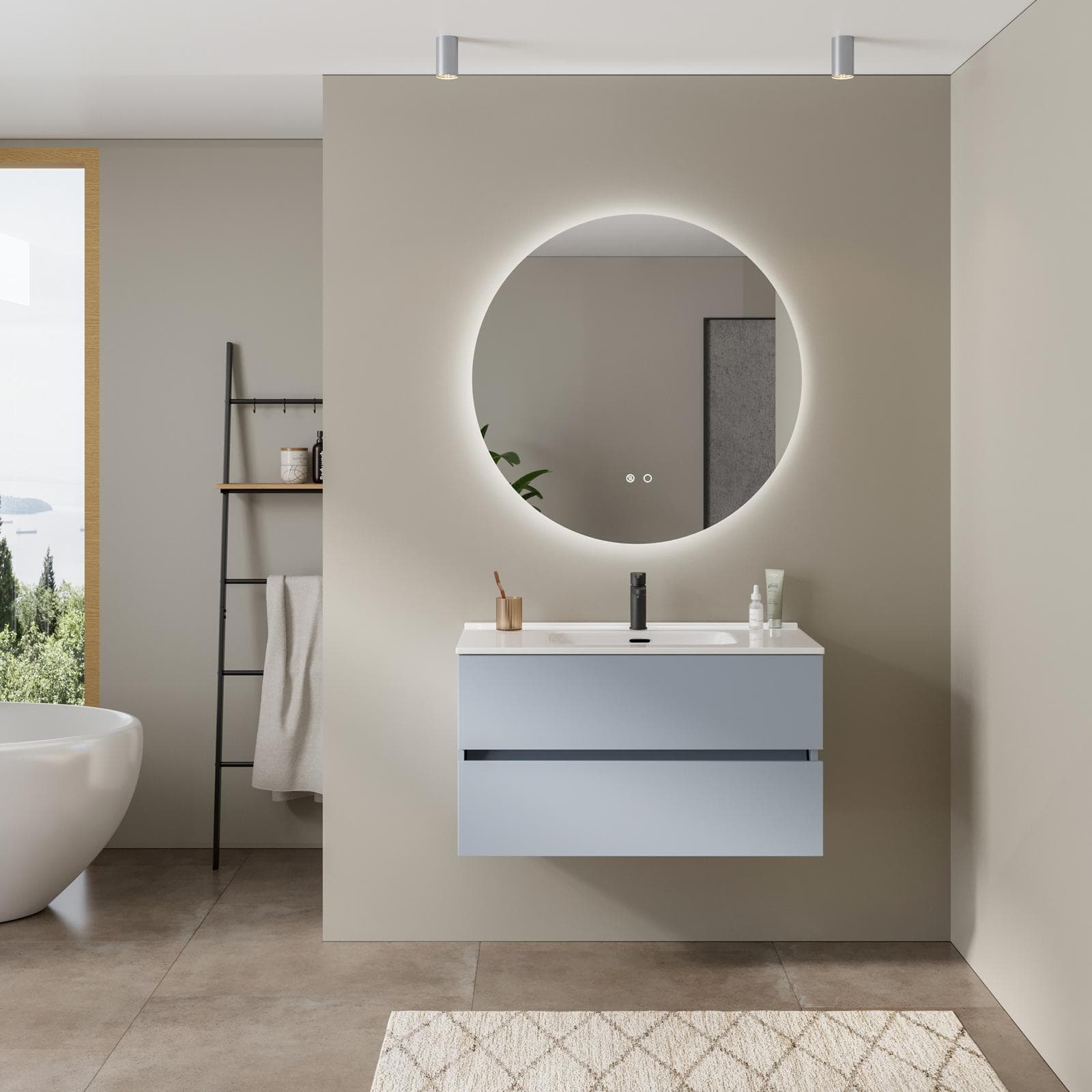 Specchio da bagno led 90 cm luce fredda con antiappannante - Clost