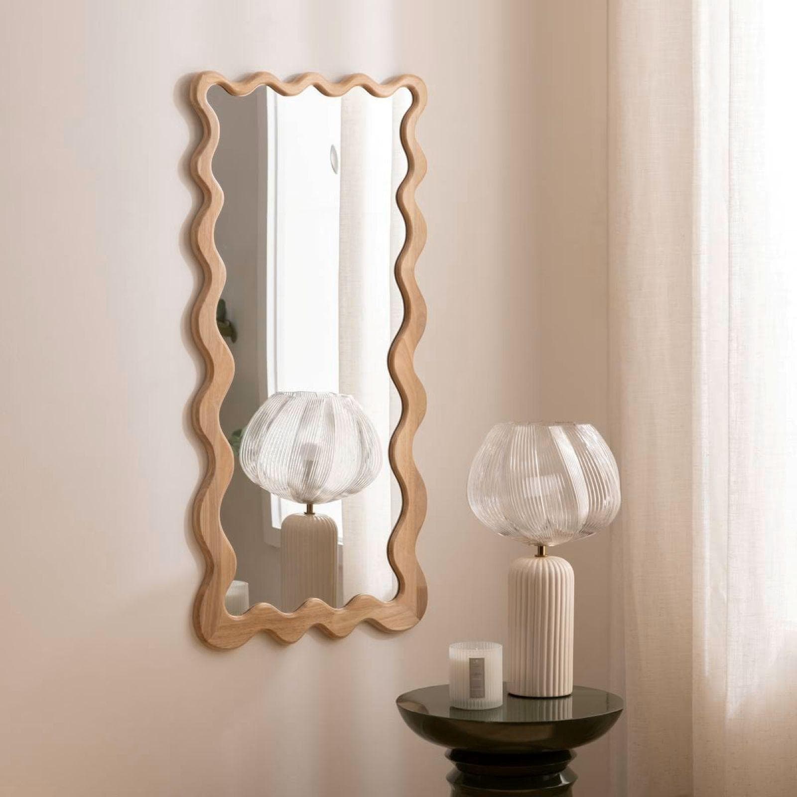 Specchio da interno 48x100h cm reversibile in legno di hevea naturale - Bruky