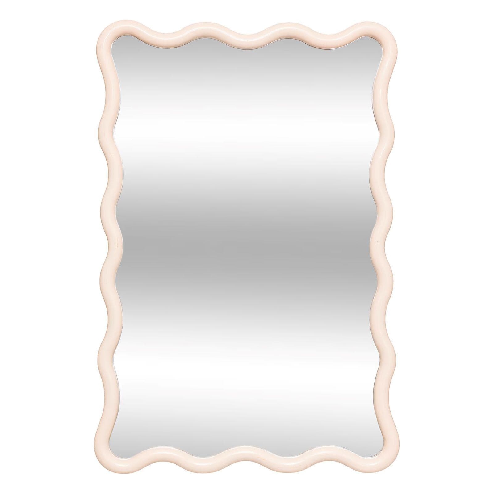 Specchio da interno 60x38 cm reversibile con cornice ad onda beige - Virelith