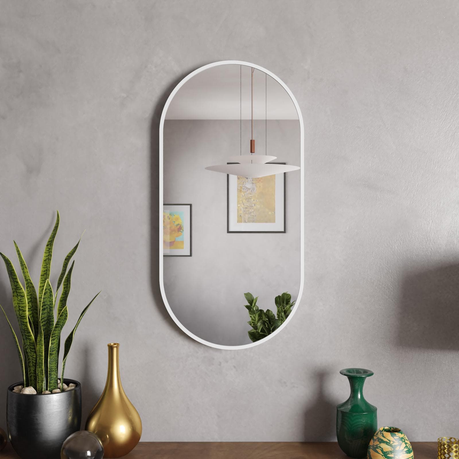 Specchio da interno reversibile 80x40 cm con cornice in alluminio bianco opaco - Finley