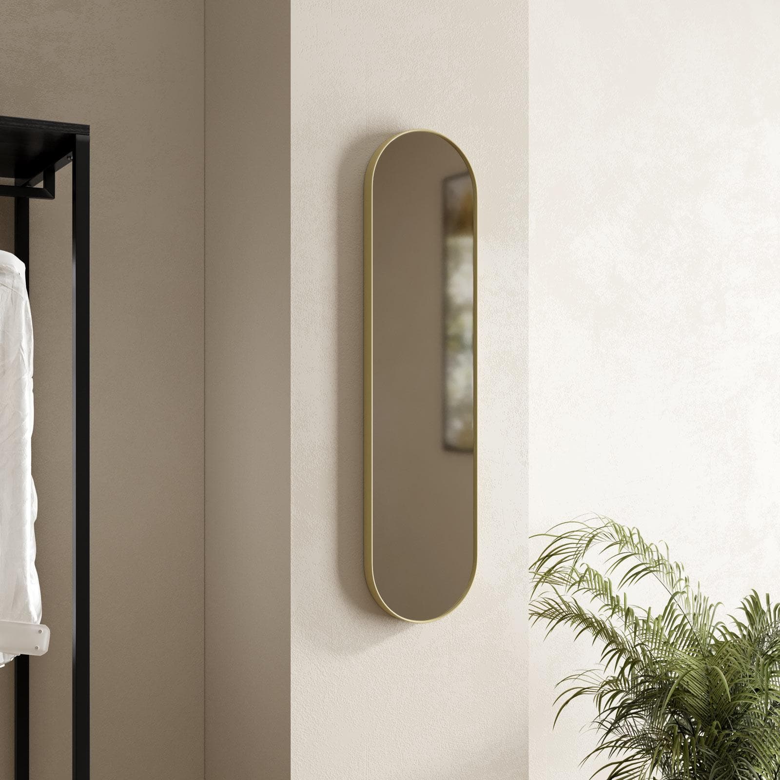 Specchio da parete 20x80h cm con cornice in metallo oro - Adelyo