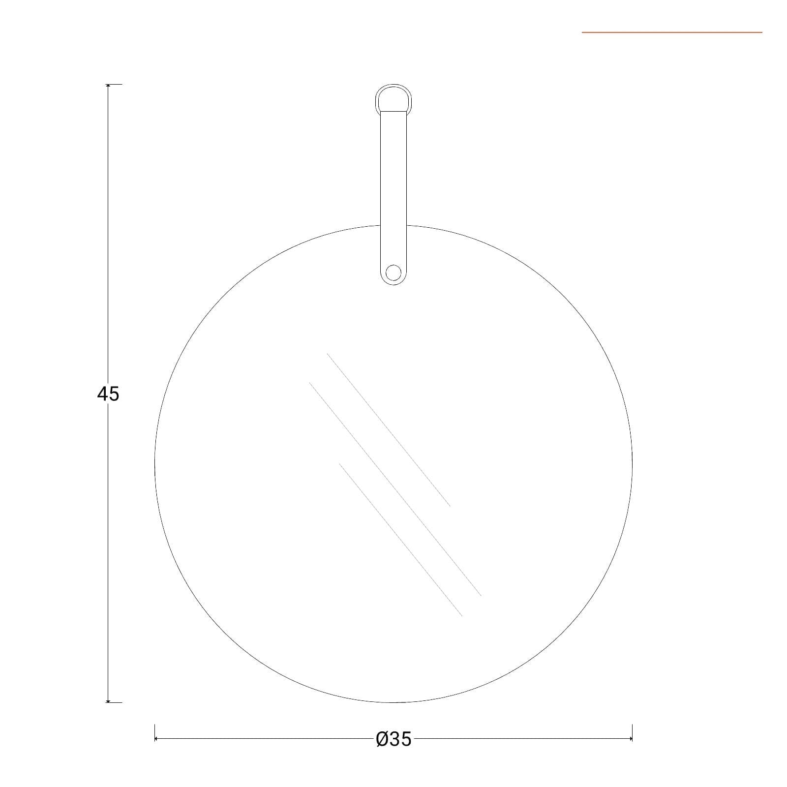 Specchio da parete 35x45h cm bronzato con cinghia in similpelle cuoio - Vame