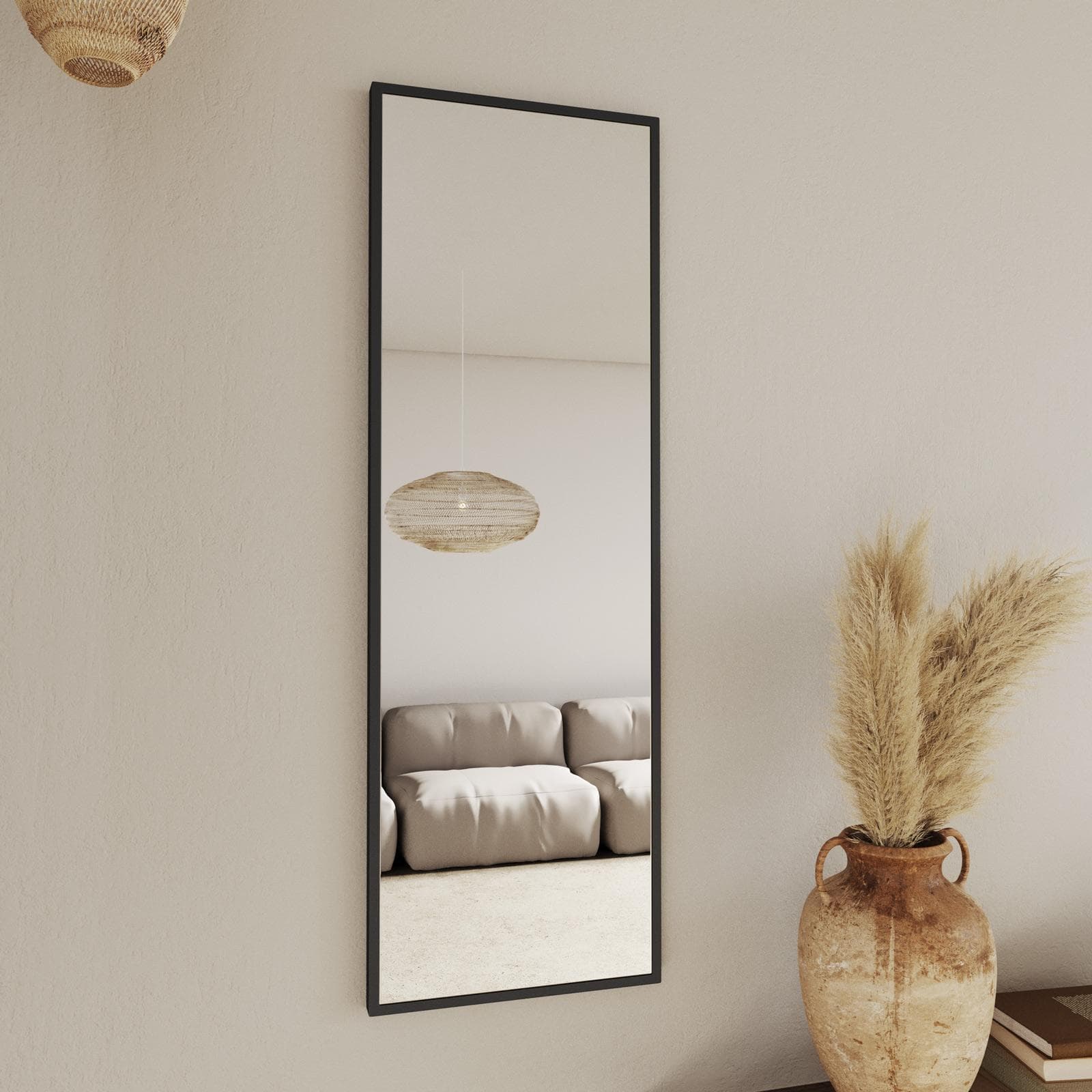 Specchio da parete 40x120h cm cornice in metallo nero - Kilian