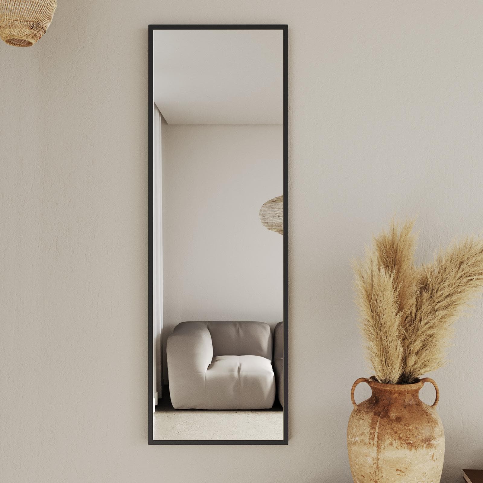 Specchio da parete 40x120h cm cornice in metallo nero - Kilian