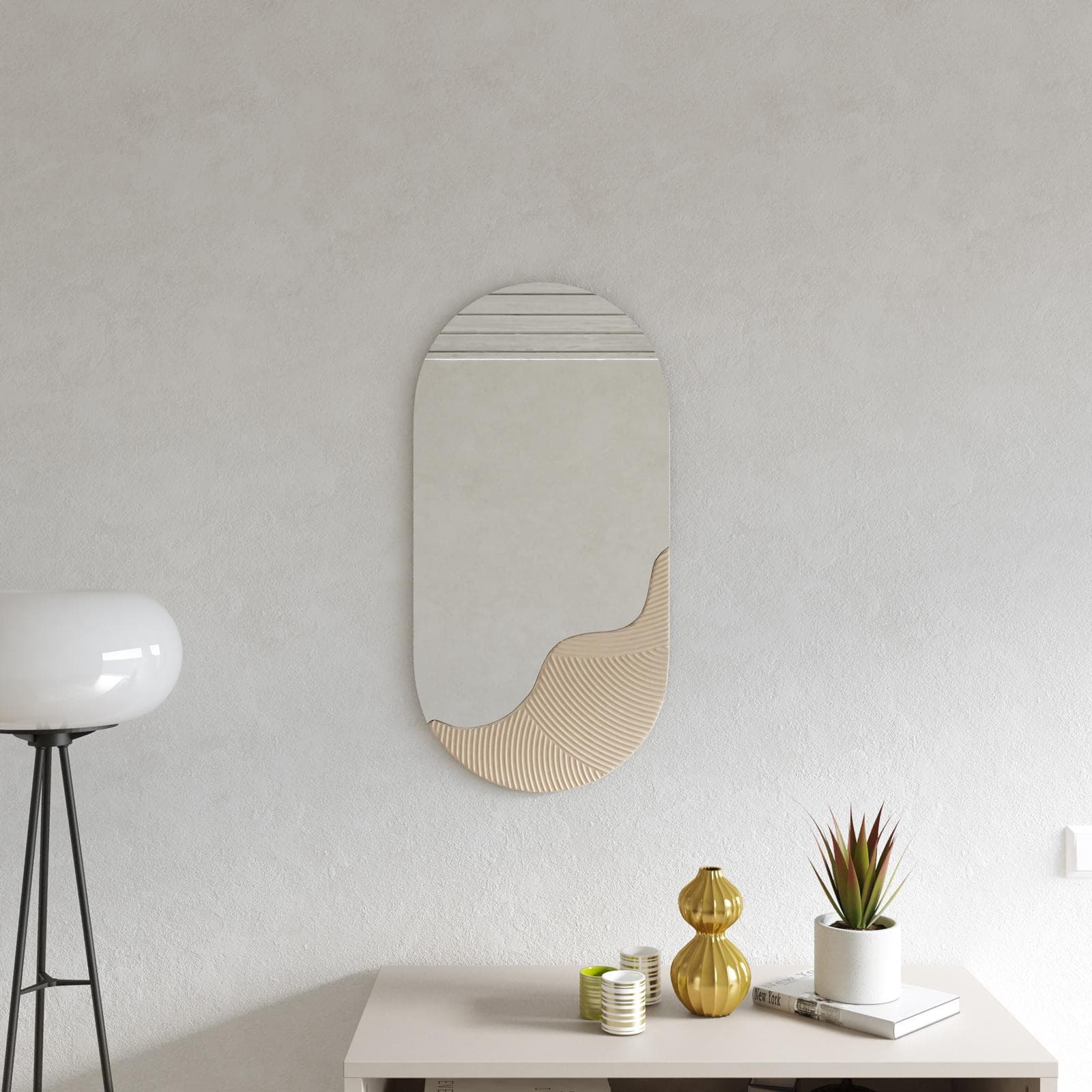 Specchio da parete 40x80h cm con dettaglio texturizzato cashmere - Menin