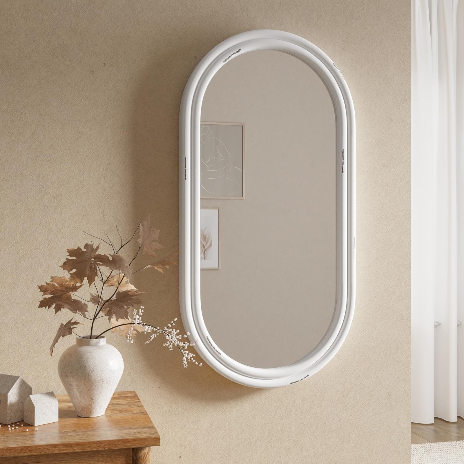 Specchio da parete 45x90h cm con cornice bianca - Hessen