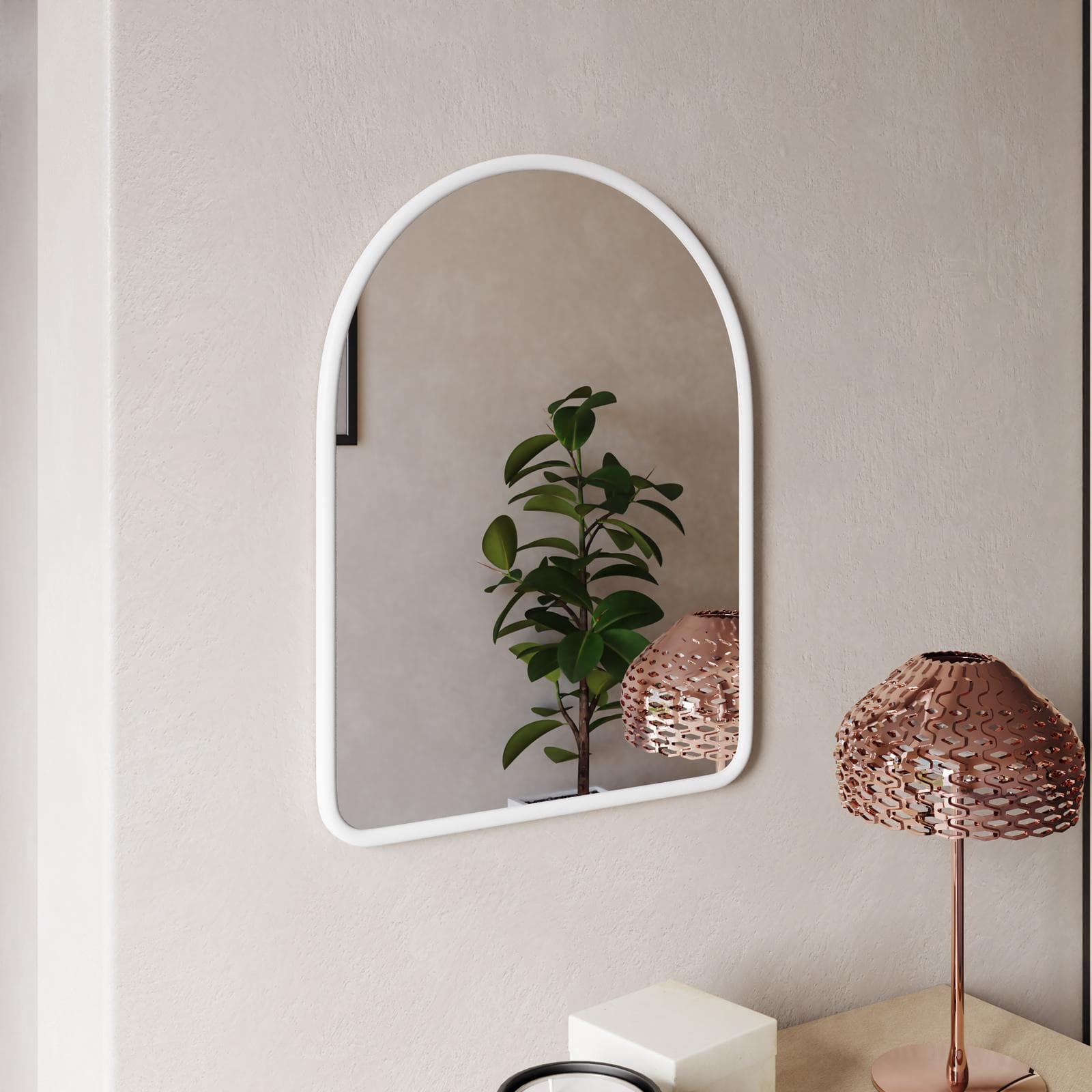 Specchio da parete 46x60h cm bianco con cornice - Mordecai