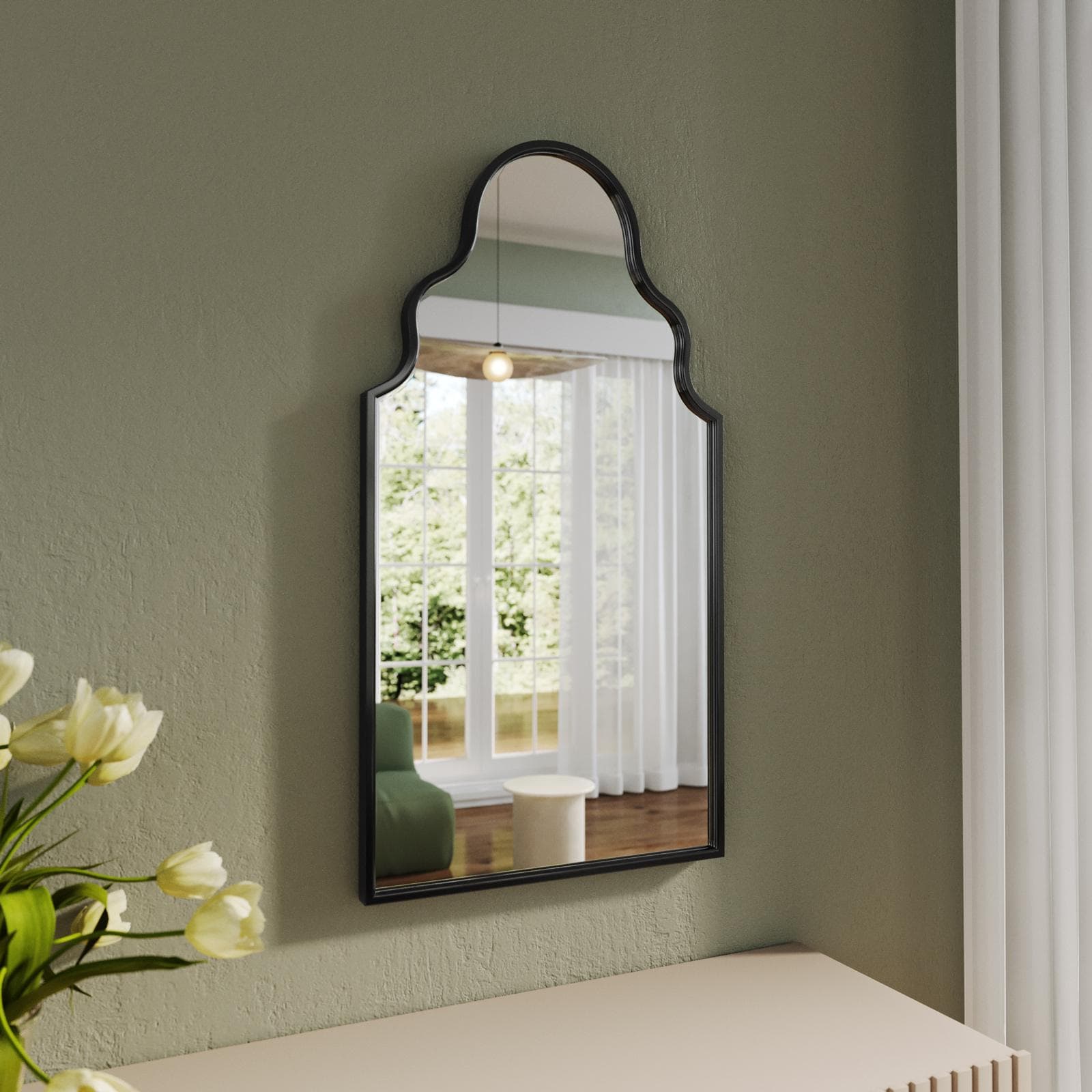 Specchio da parete 51x96h cm con cornice nera - Sorriso