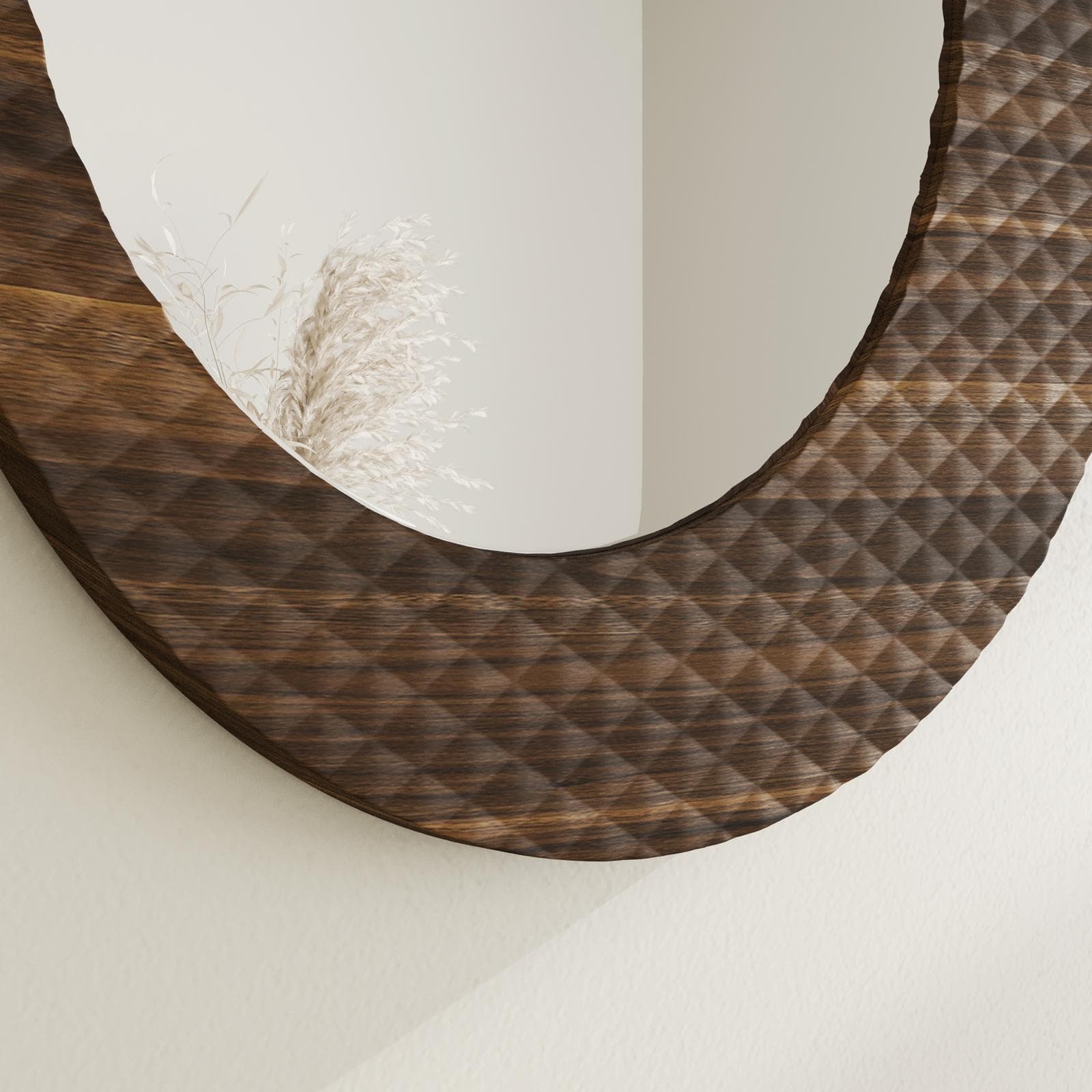 Specchio da parete 55 cm noce con cornice decorata - Kyra