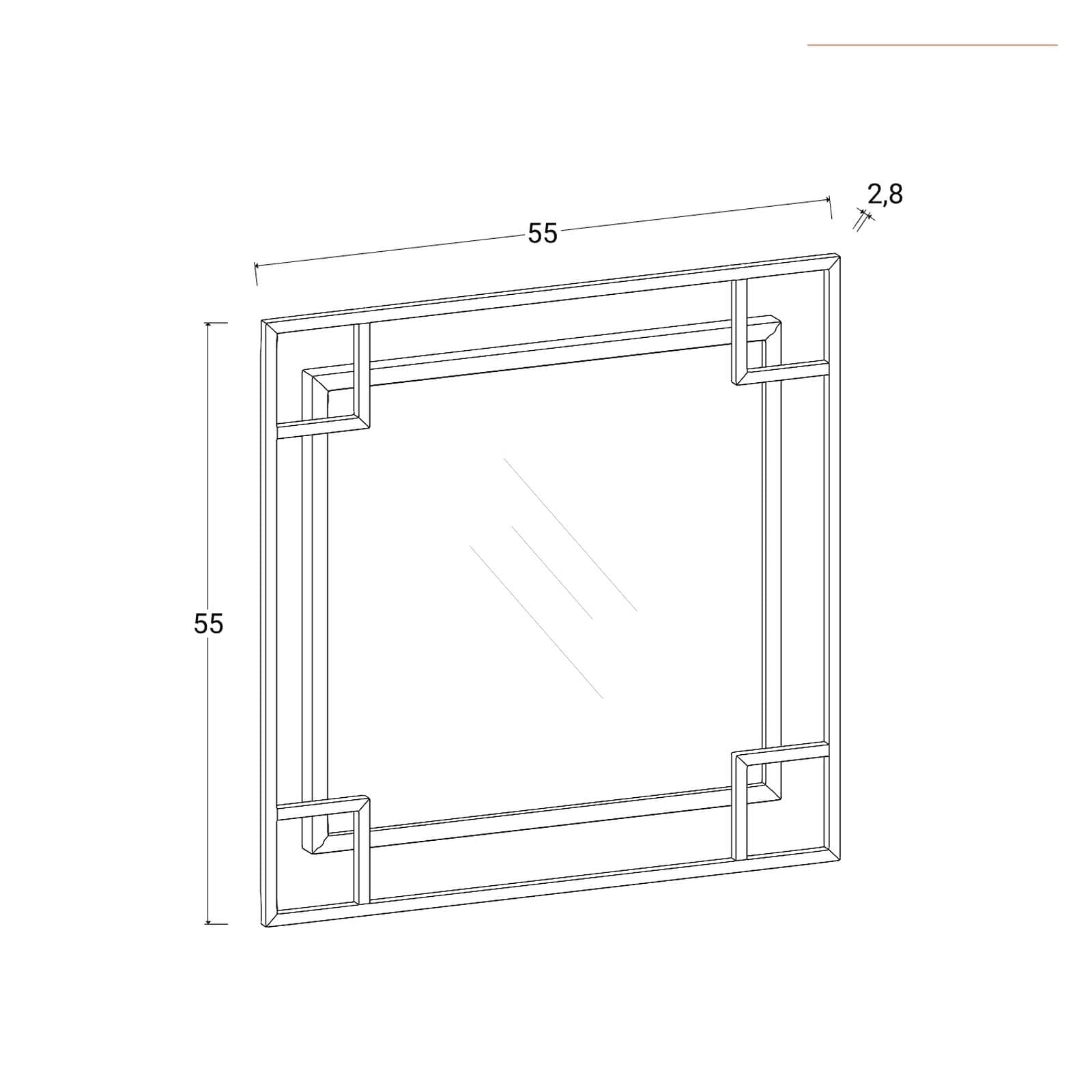 Specchio da parete 55x55 cm con cornice in metallo oro - Zarren
