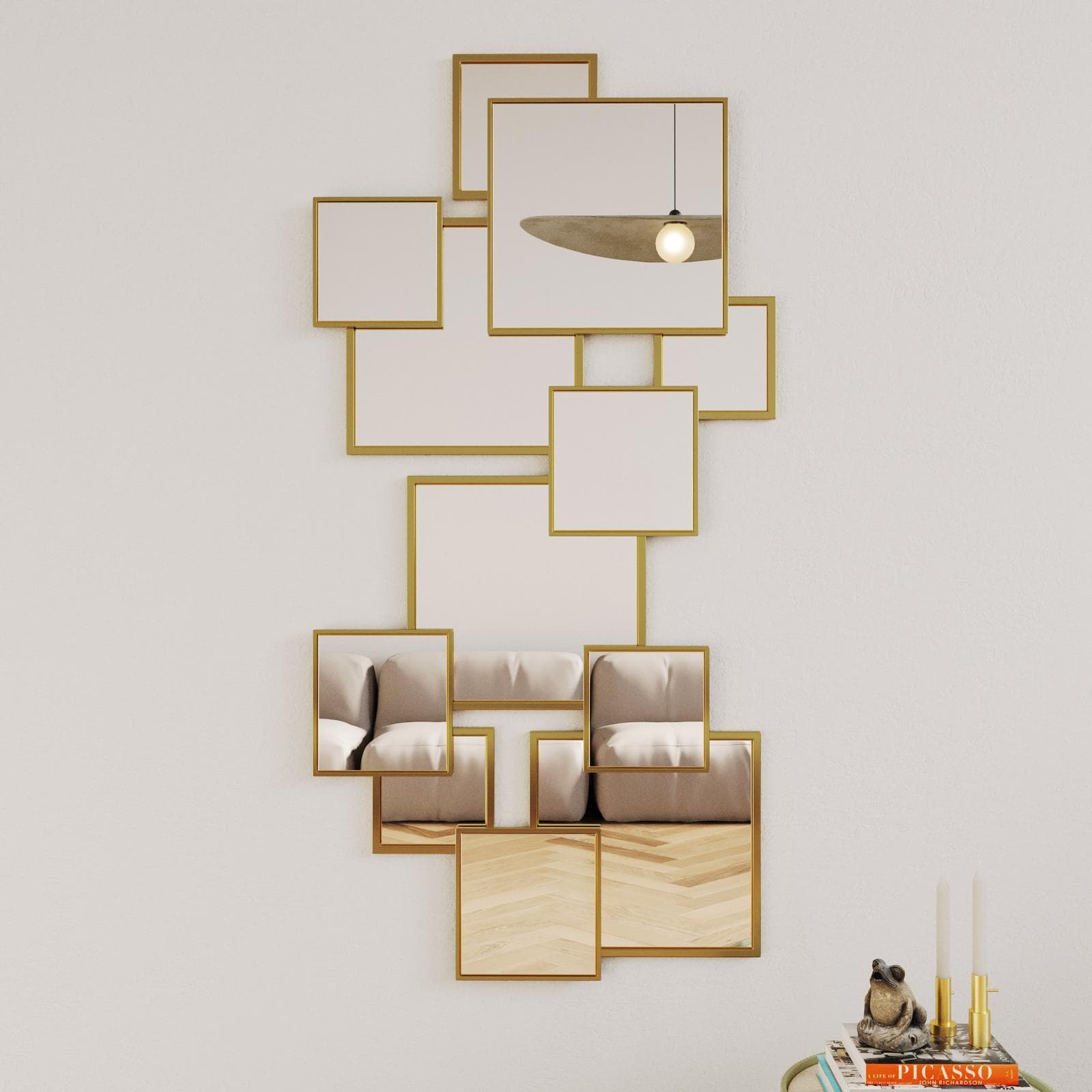 Specchio da parete reversibile 76x152h cm in metallo oro - Celeb