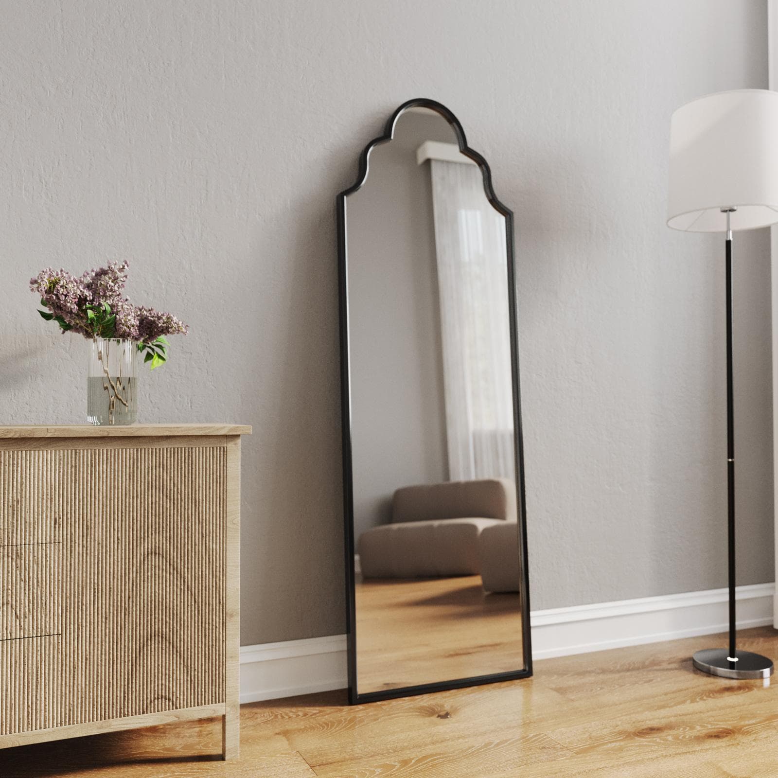Specchio 50x150h cm con cornice nera - Sorriso