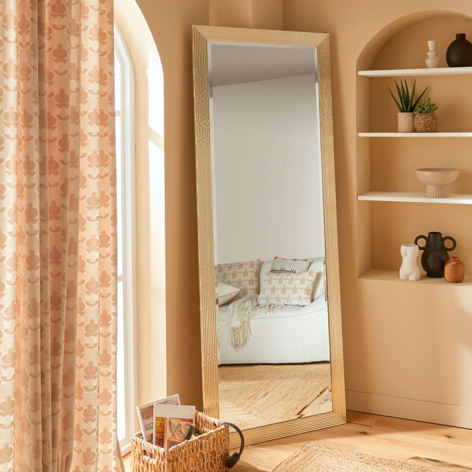Specchio da terra o sospeso 72x195h cm reversibile effetto metallo champagne