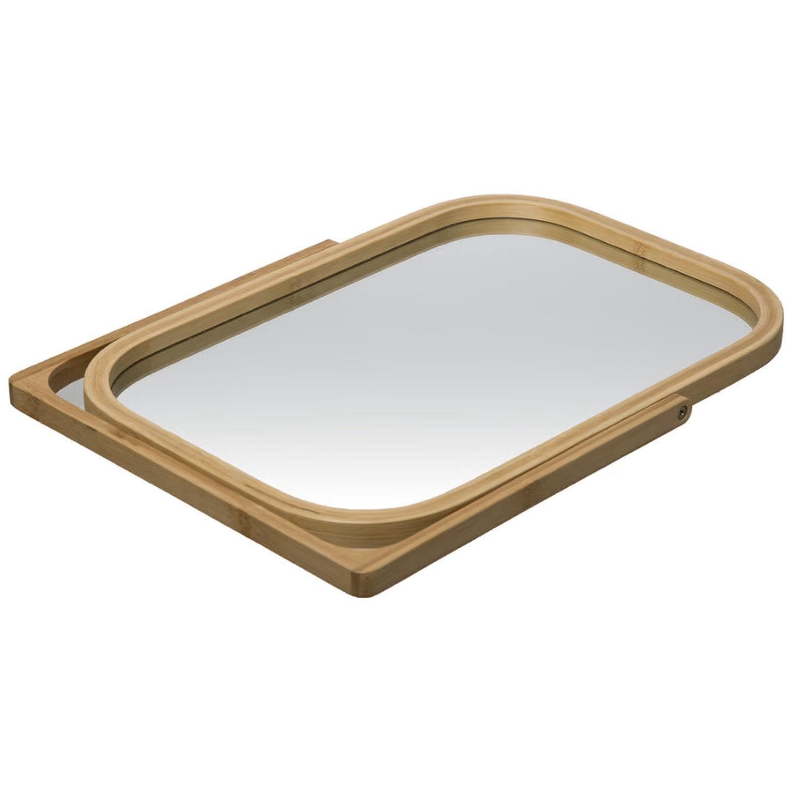 Specchio da trucco 39h cm in bambù naturale