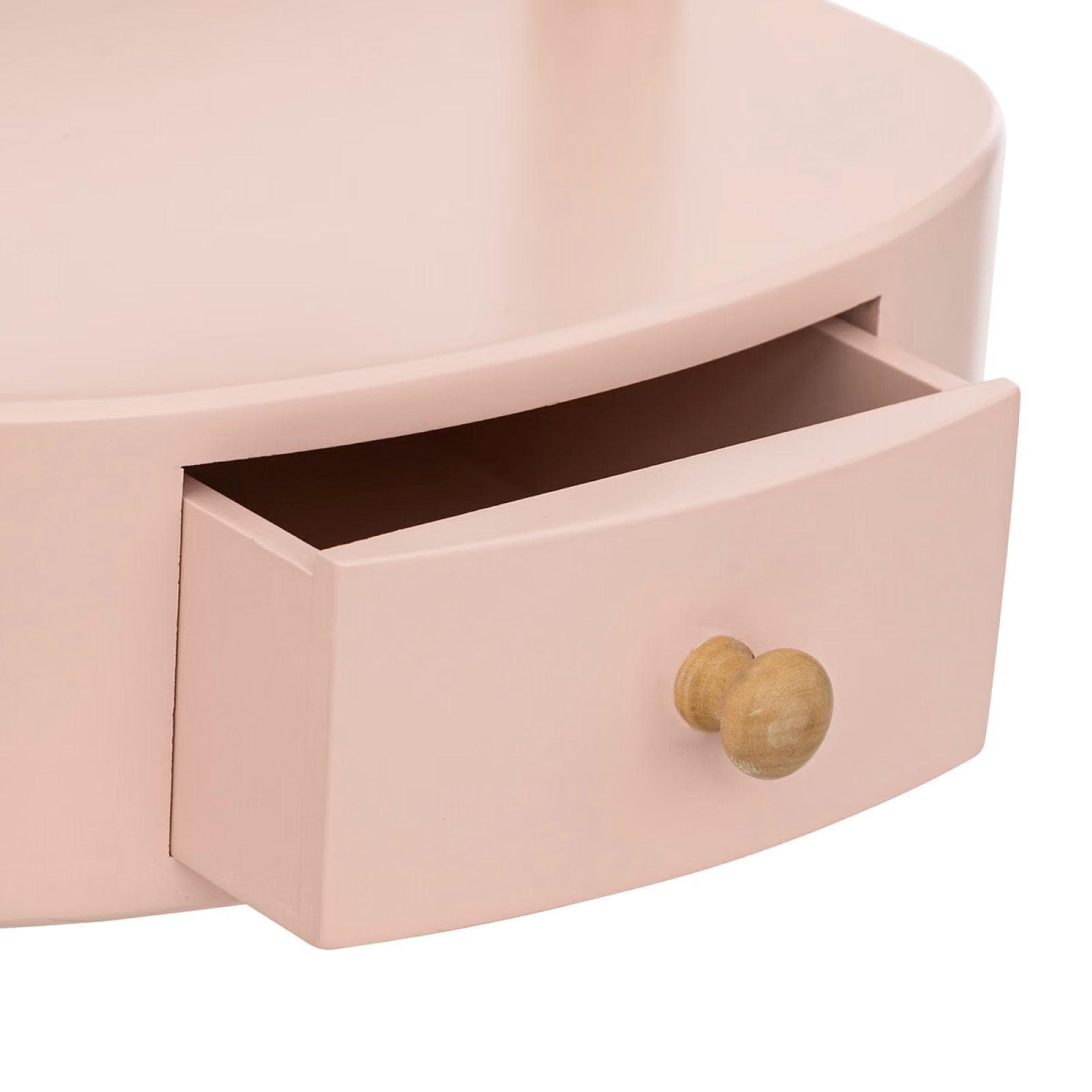 Specchio d'appoggio 29h cm in legno rosa e naturale con cassetto - Kids