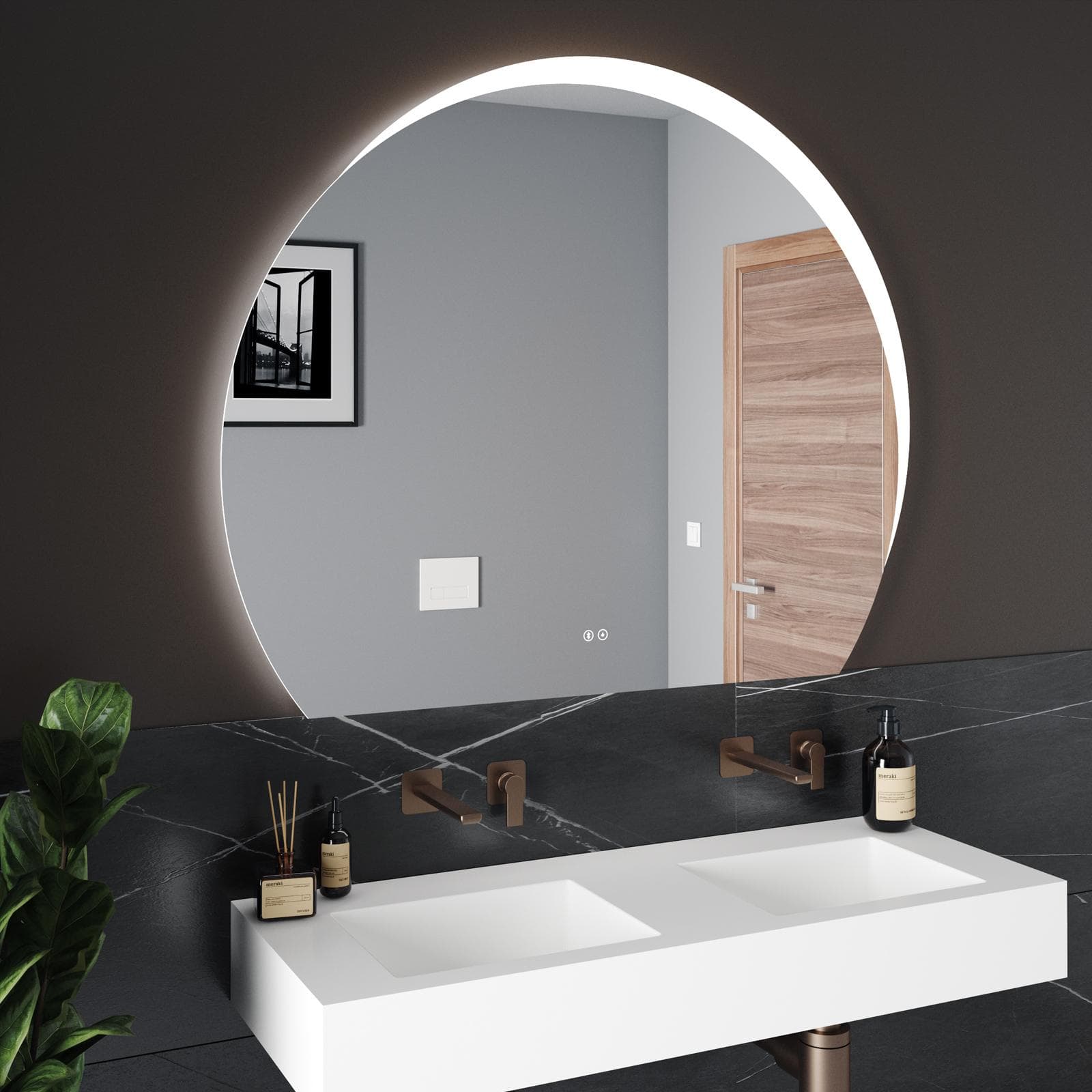 Specchio led 130 x 108 cm con bluetooth e accensione touch - Majesty