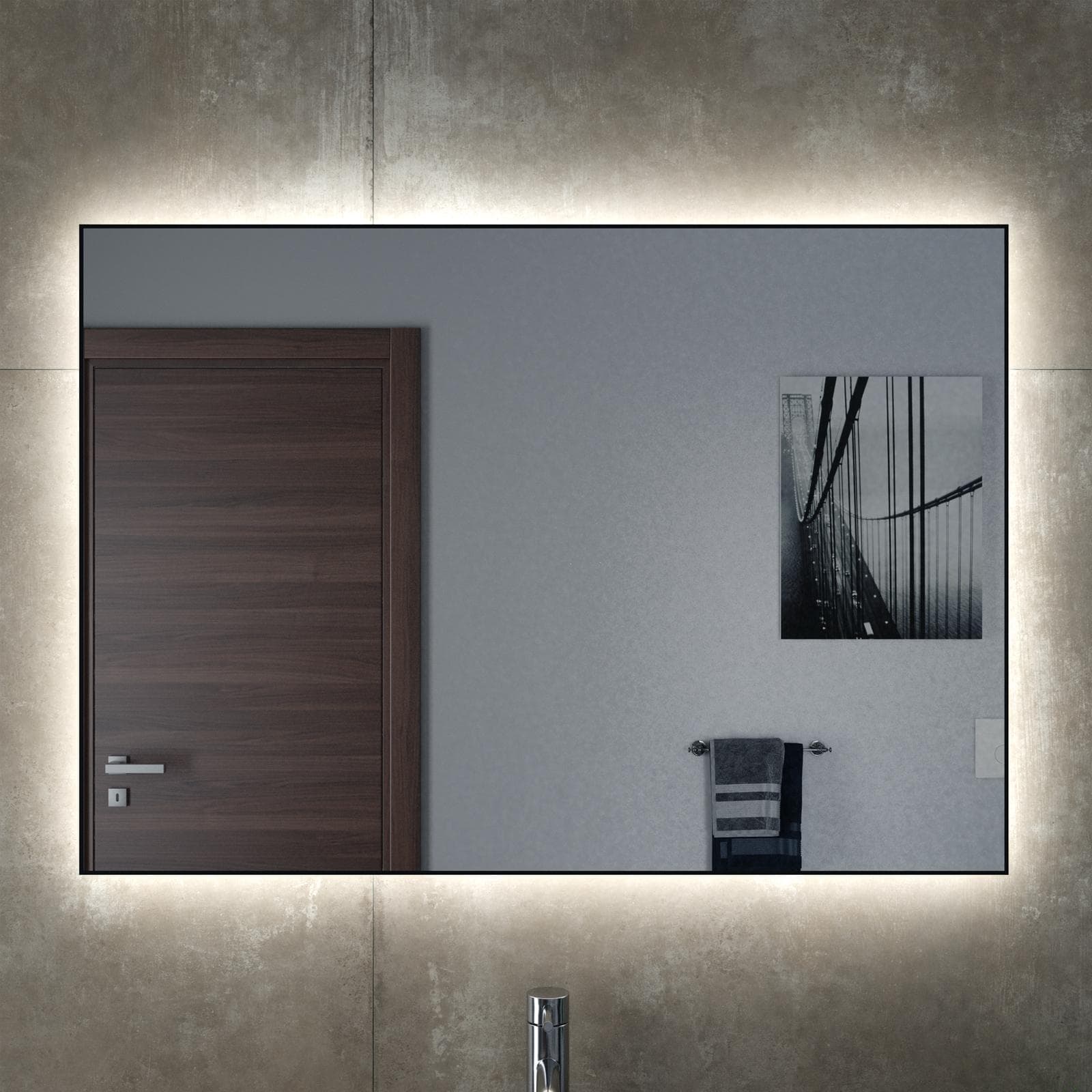 Specchio led 100 x 70 cm reversibile nero opaco retroilluminato - Estrella