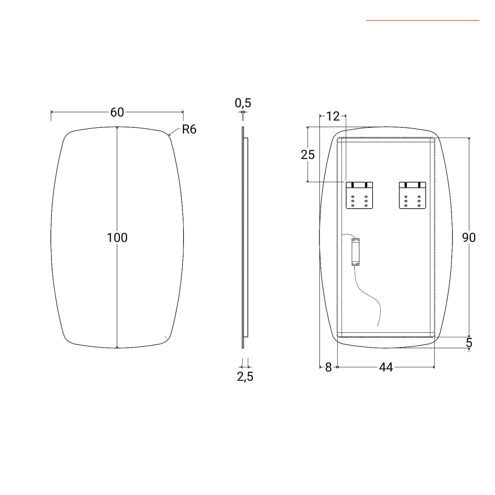 Specchio led 100x60 cm - Barrel