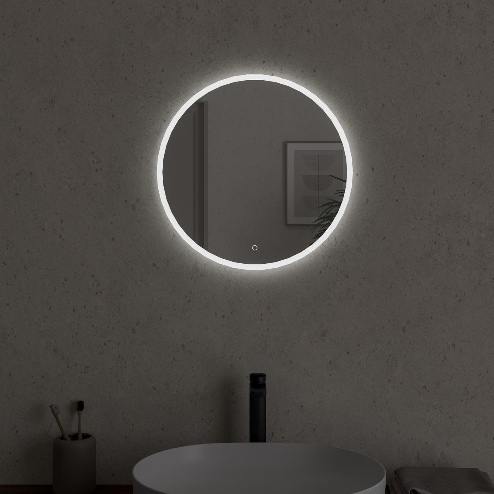 Specchio led 45 cm luce fredda con cornice e accensione touch - Pegaso