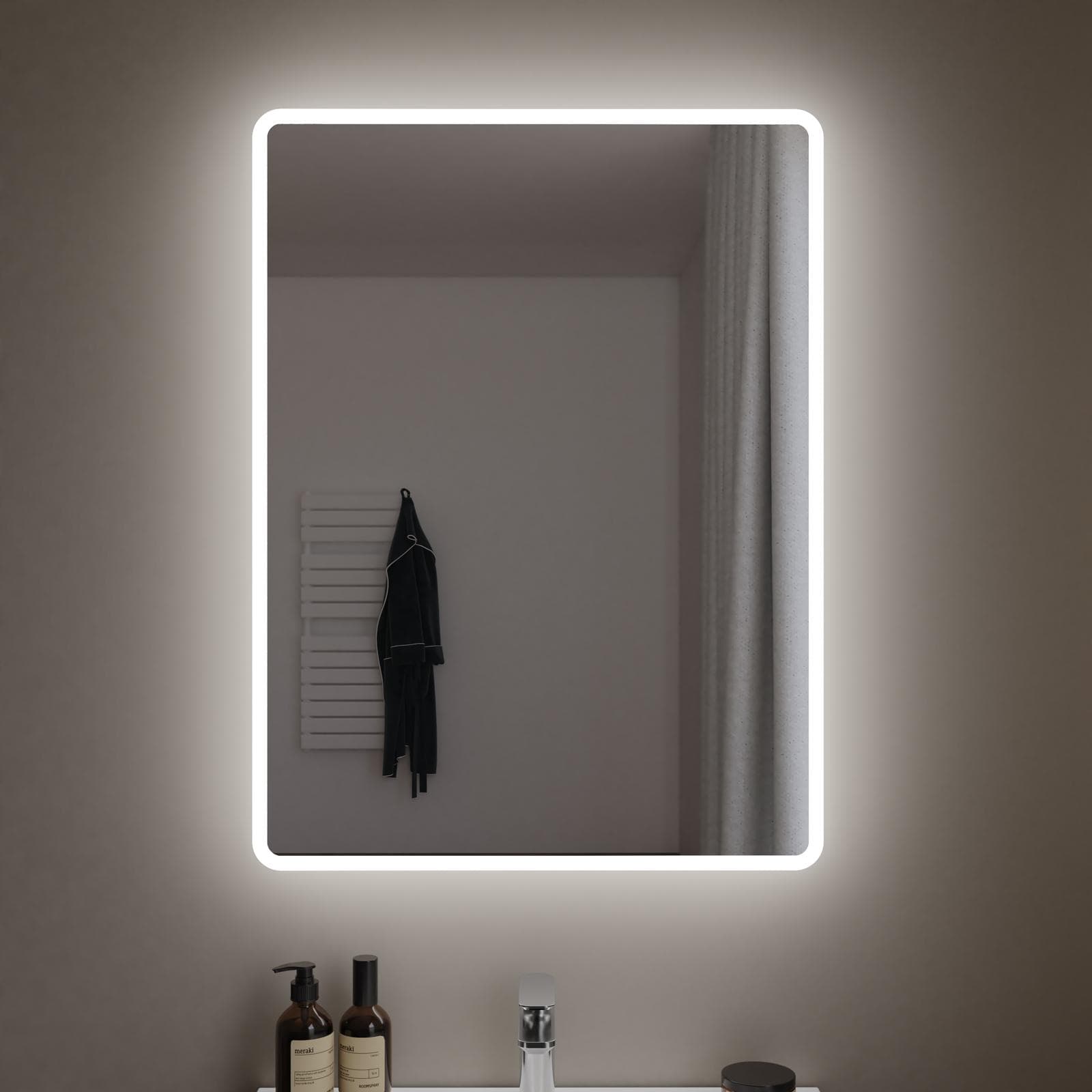 Specchio led 60 x 80 cm con cornice satinata reversibile - Beckett