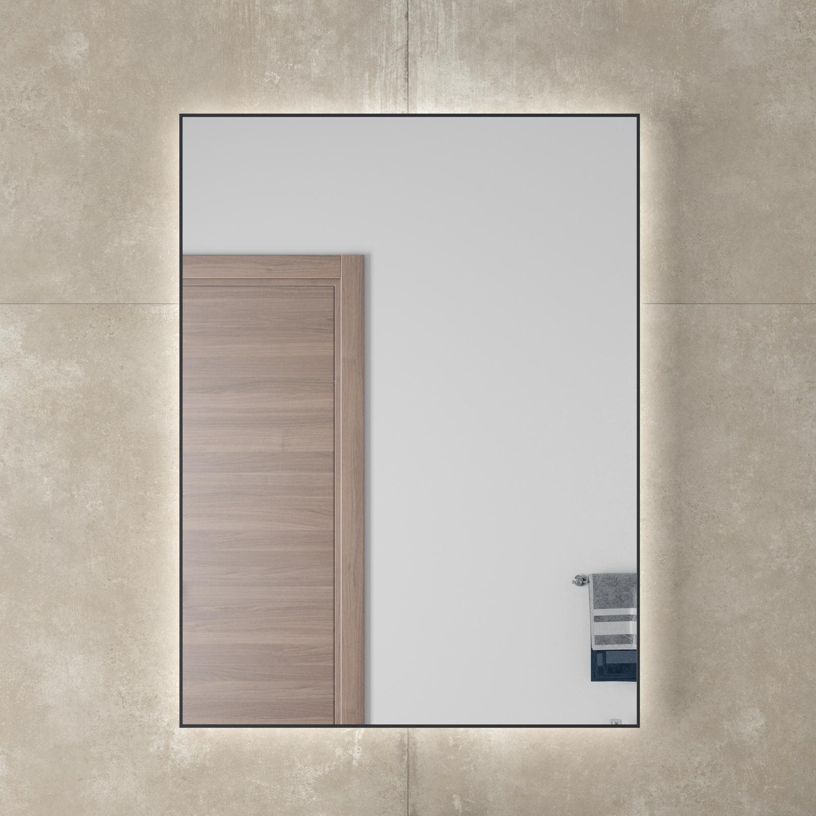 Specchio led 60 x 80 cm reversibile nero opaco retroilluminato - Estrella