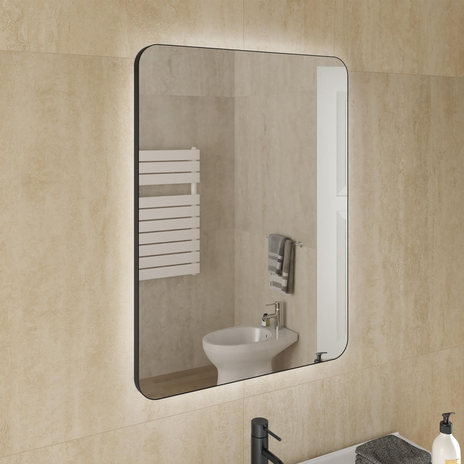 Specchio led 60 x 80 cm reversibile nero opaco retroilluminato - Frio