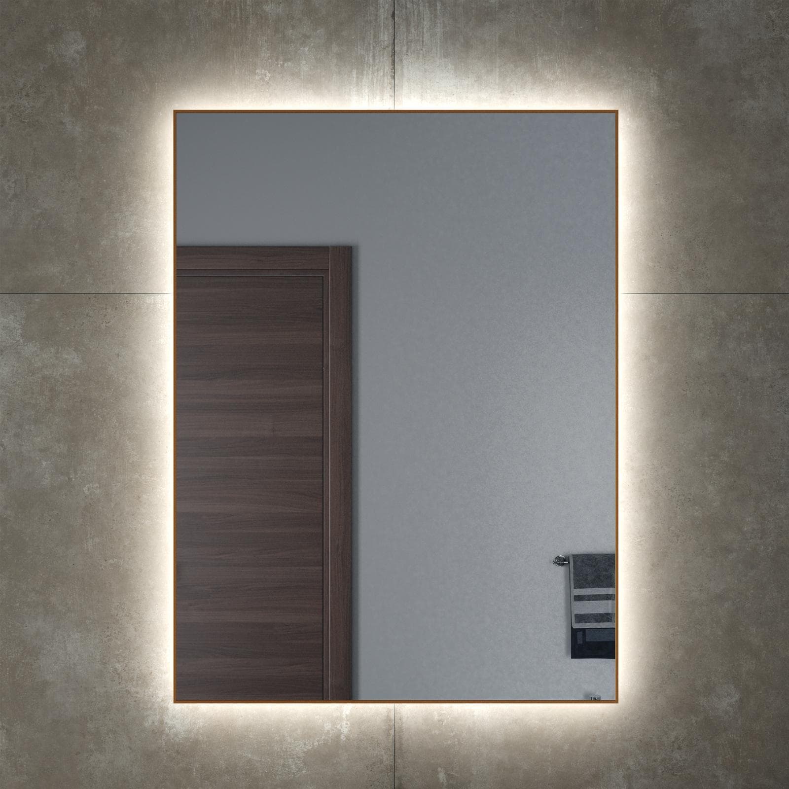 Specchio led 60 x 80 cm reversibile oro spazzolato retroilluminato - Estrella