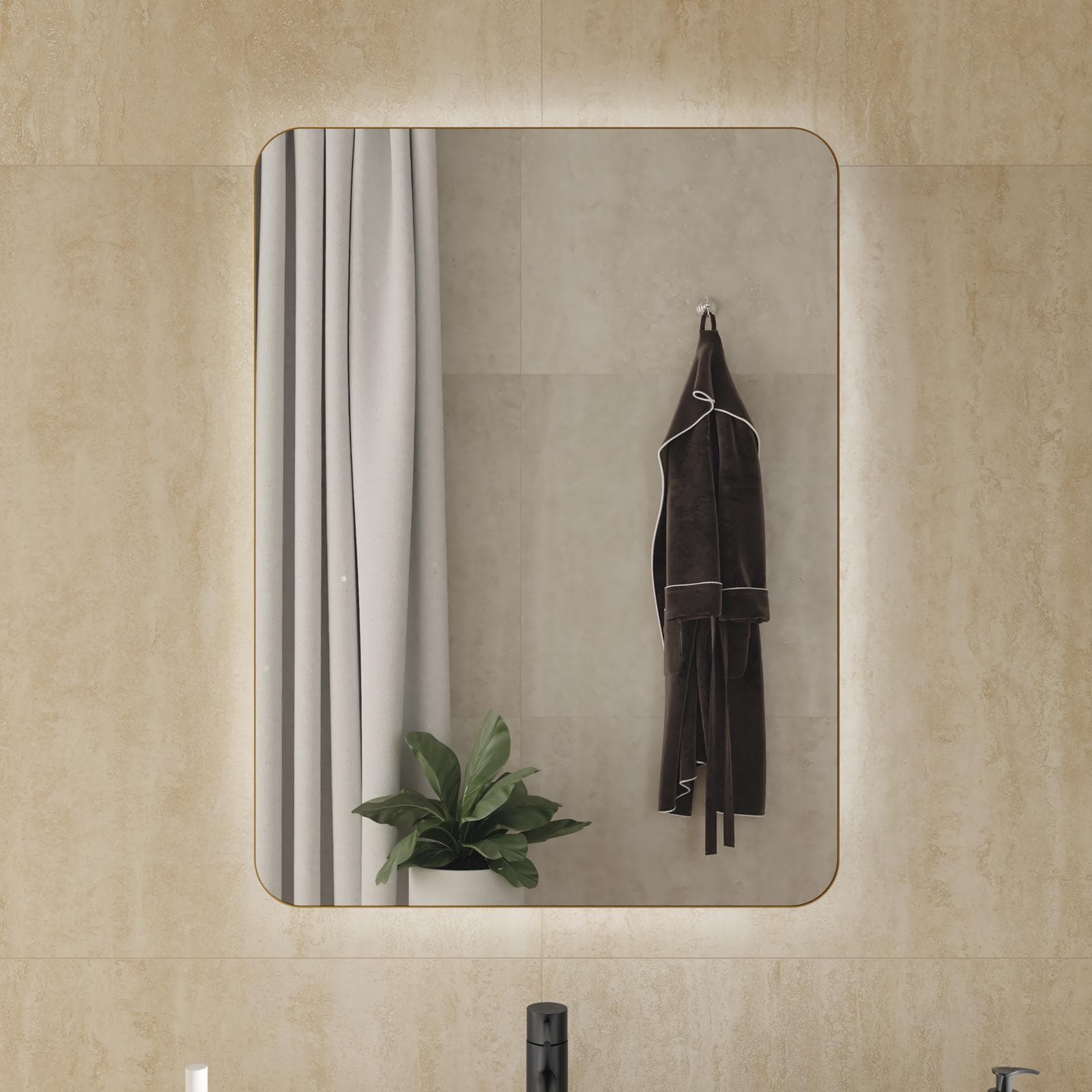 Specchio led 60 x 80 cm reversibile oro spazzolato retroilluminato - Frio