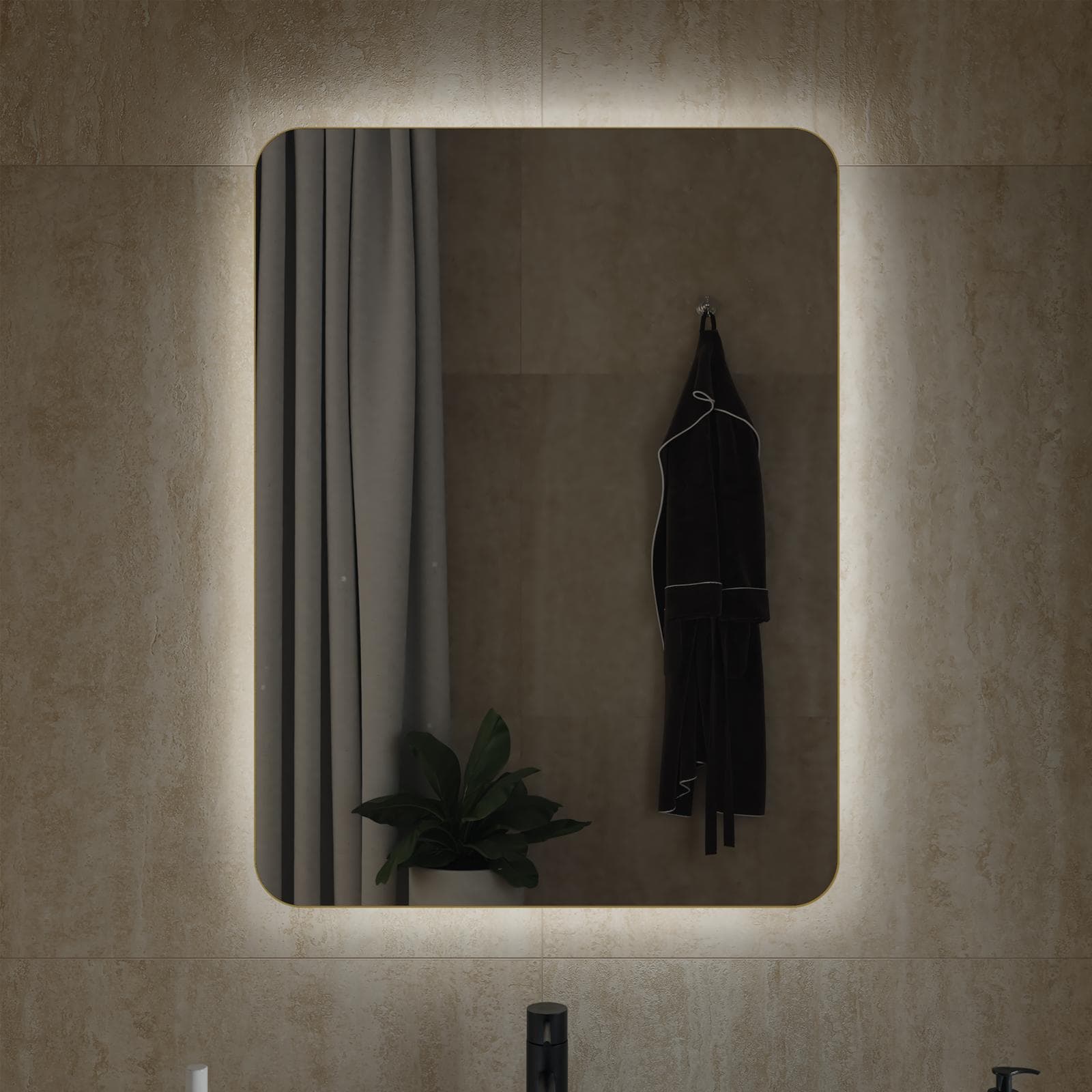 Specchio led 60 x 80 cm reversibile oro spazzolato retroilluminato - Frio