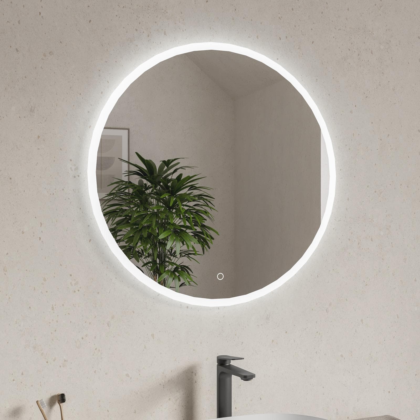 Specchio led 70 cm luce fredda con cornice e accensione touch - Pegaso