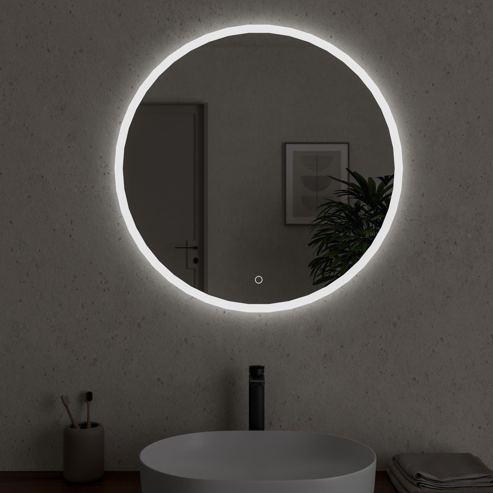Specchio led 70 cm luce fredda con cornice e accensione touch - Pegaso