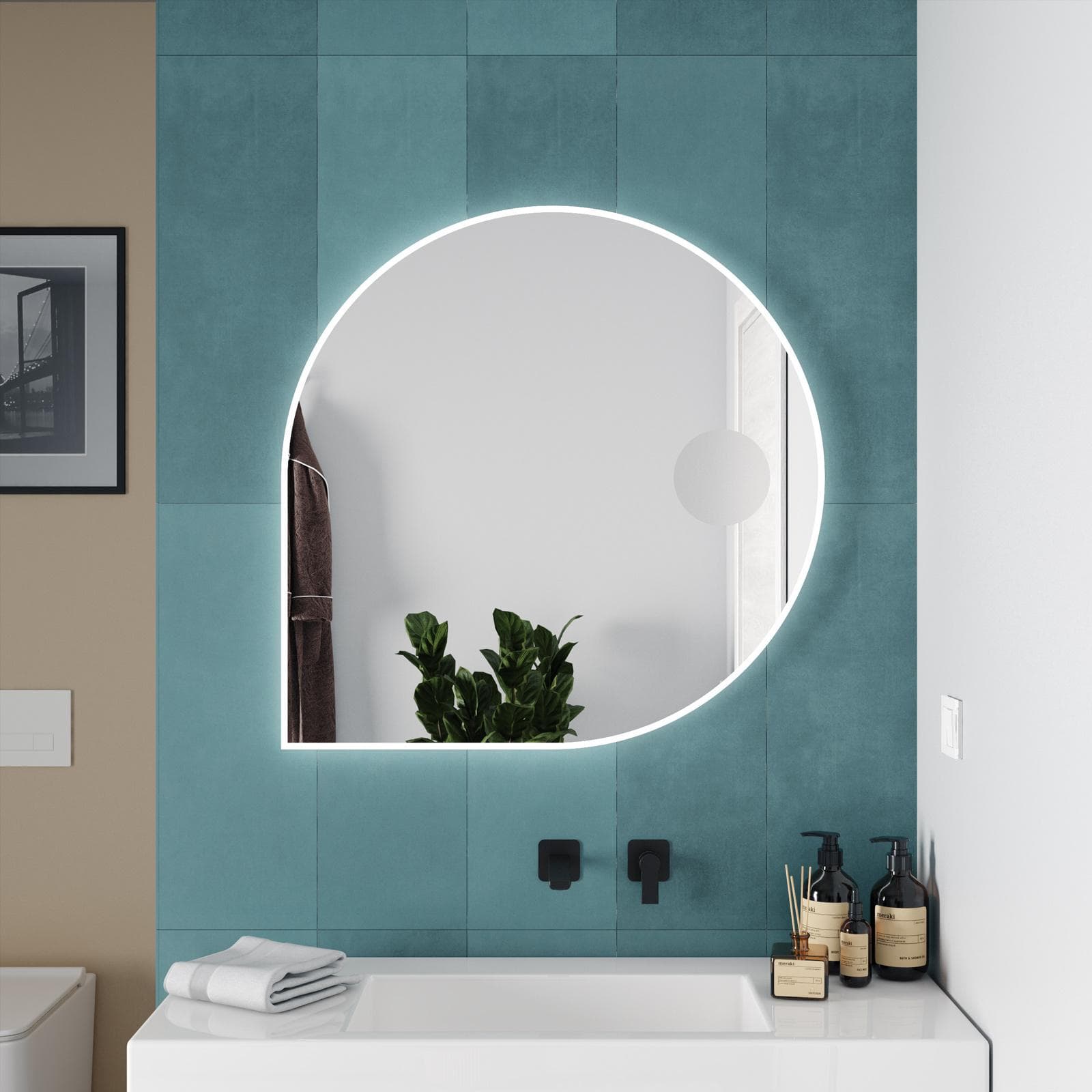Specchio led 90 x 90 con specchio ingranditore - Omah