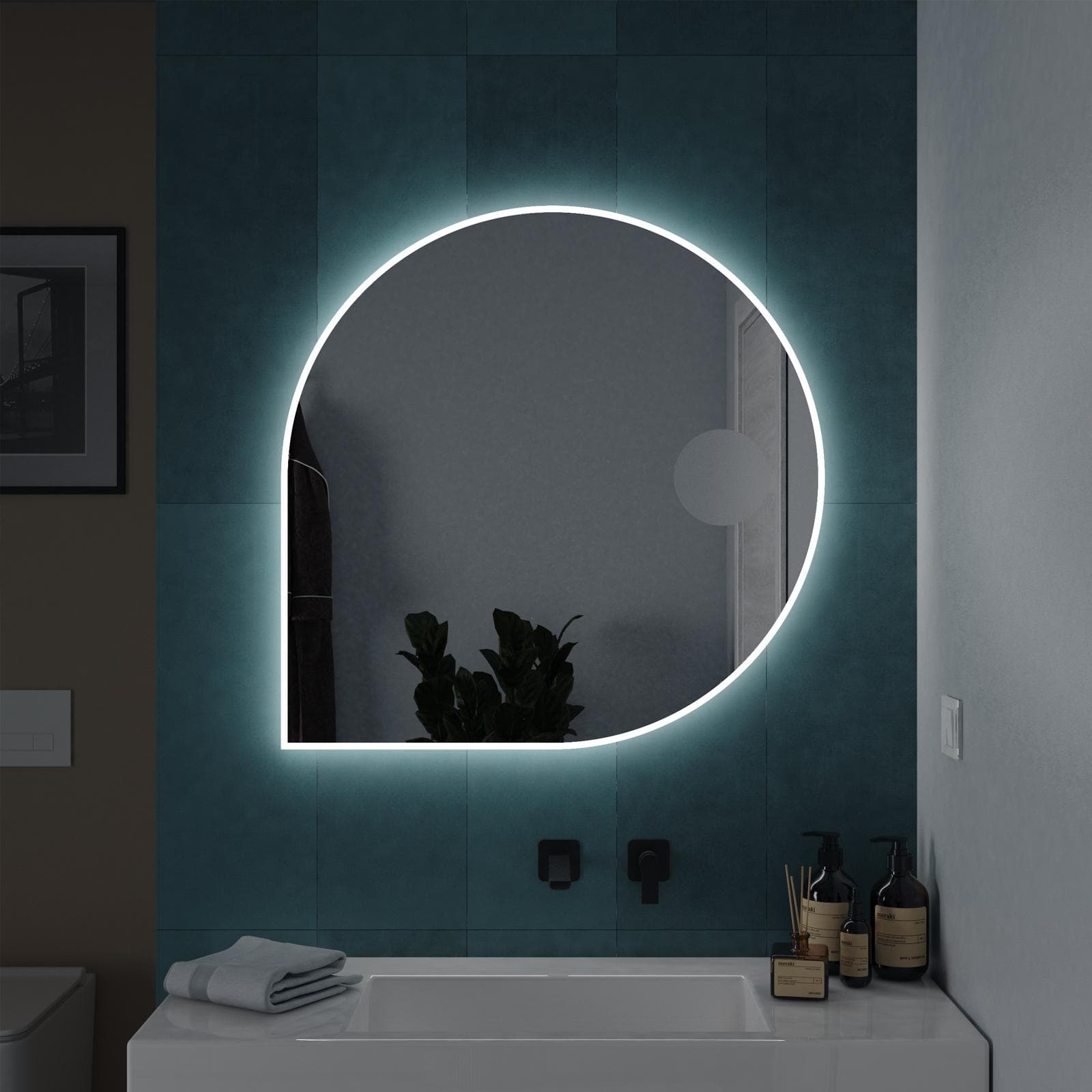 Specchio led 90 x 90 con specchio ingranditore - Omah