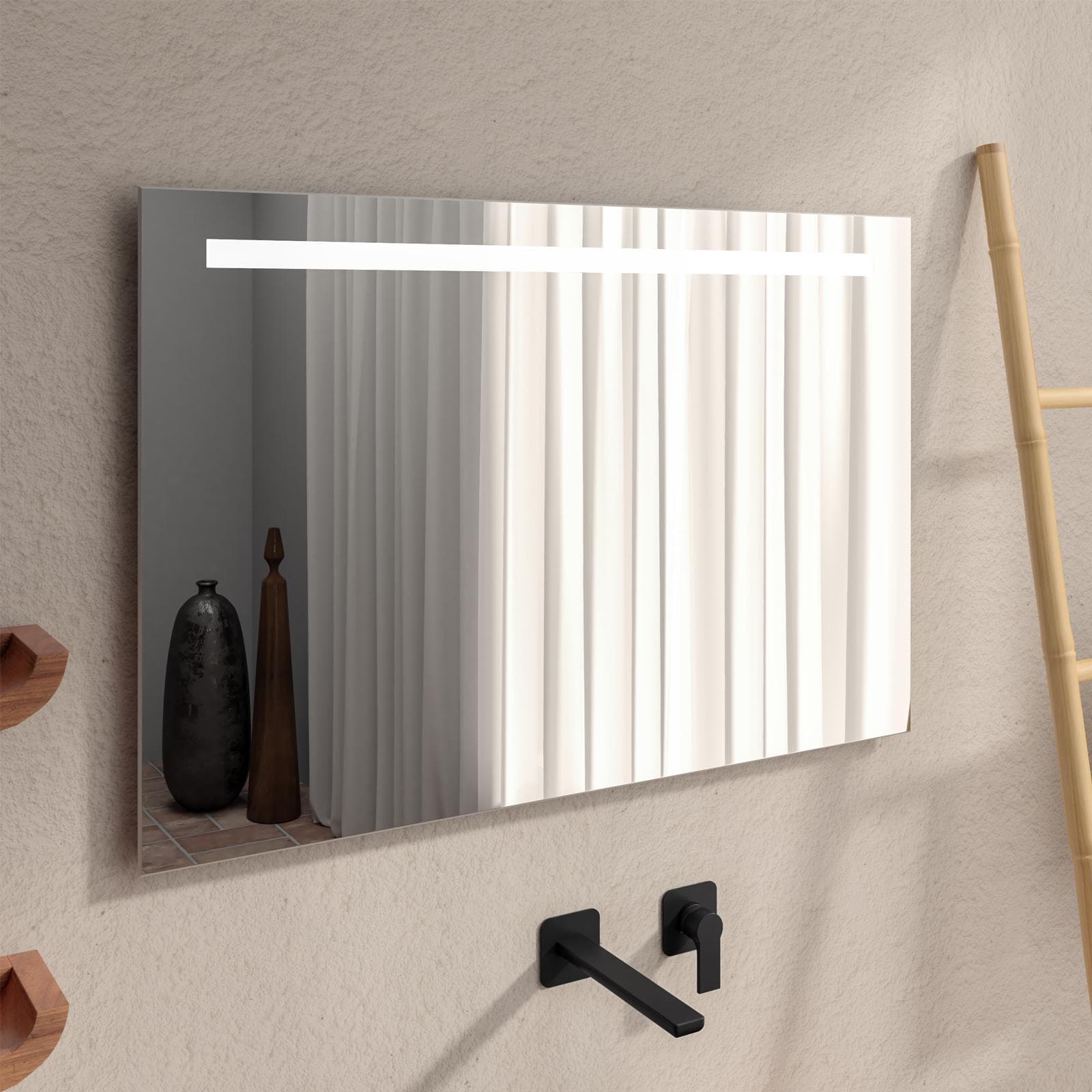 Specchio led 90x60 cm luce fredda con fascia superiore - Mirano