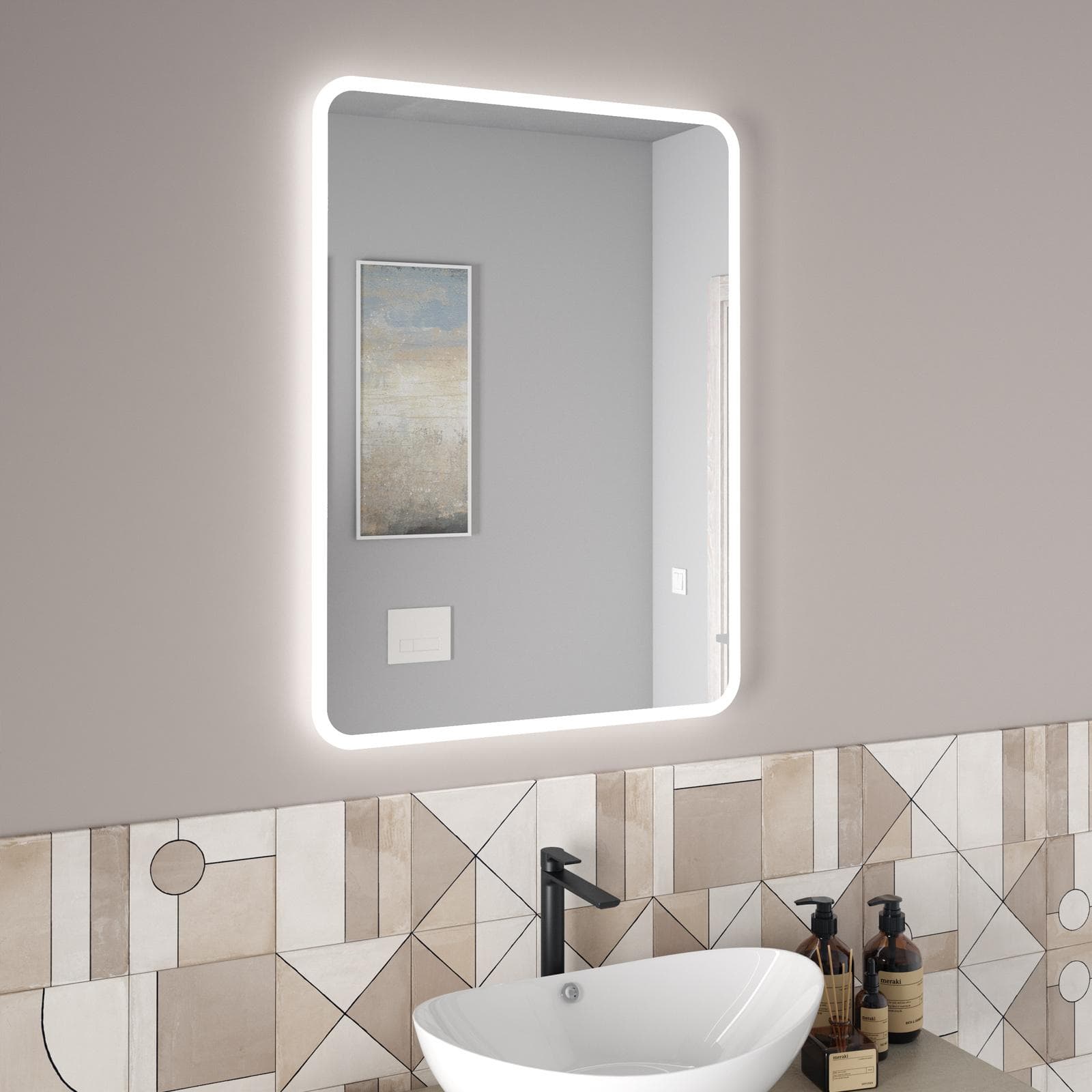 Specchio led 95 x 70 cm anti-appannamento - Nolum