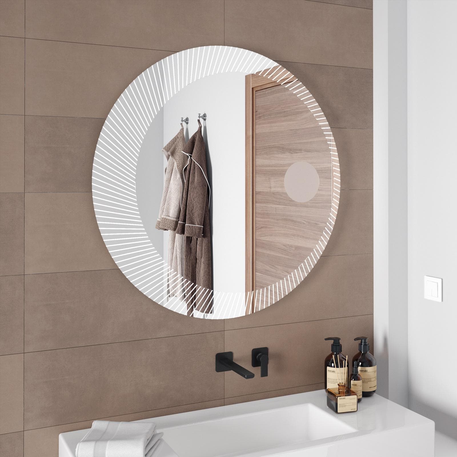 Specchio led D 100 cm con specchio ingranditore - Shicno